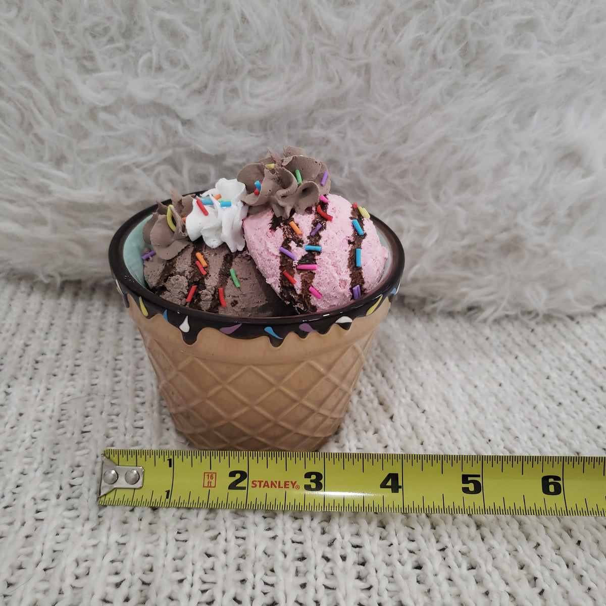 Pip Posh Design Faux Sweet Décor Ice Cream Cone Bowl &amp; Strawberry Chocolate Dessert Collection