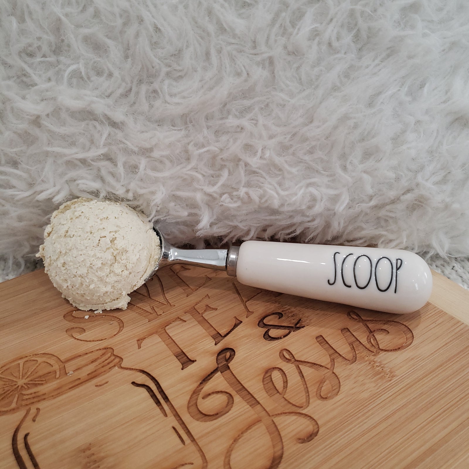 Rae Dunn "Scoop" Ice Cream Scooper & Pip Posh Designs Faux Sweet Décor Vanilla Ice Cream Scoop