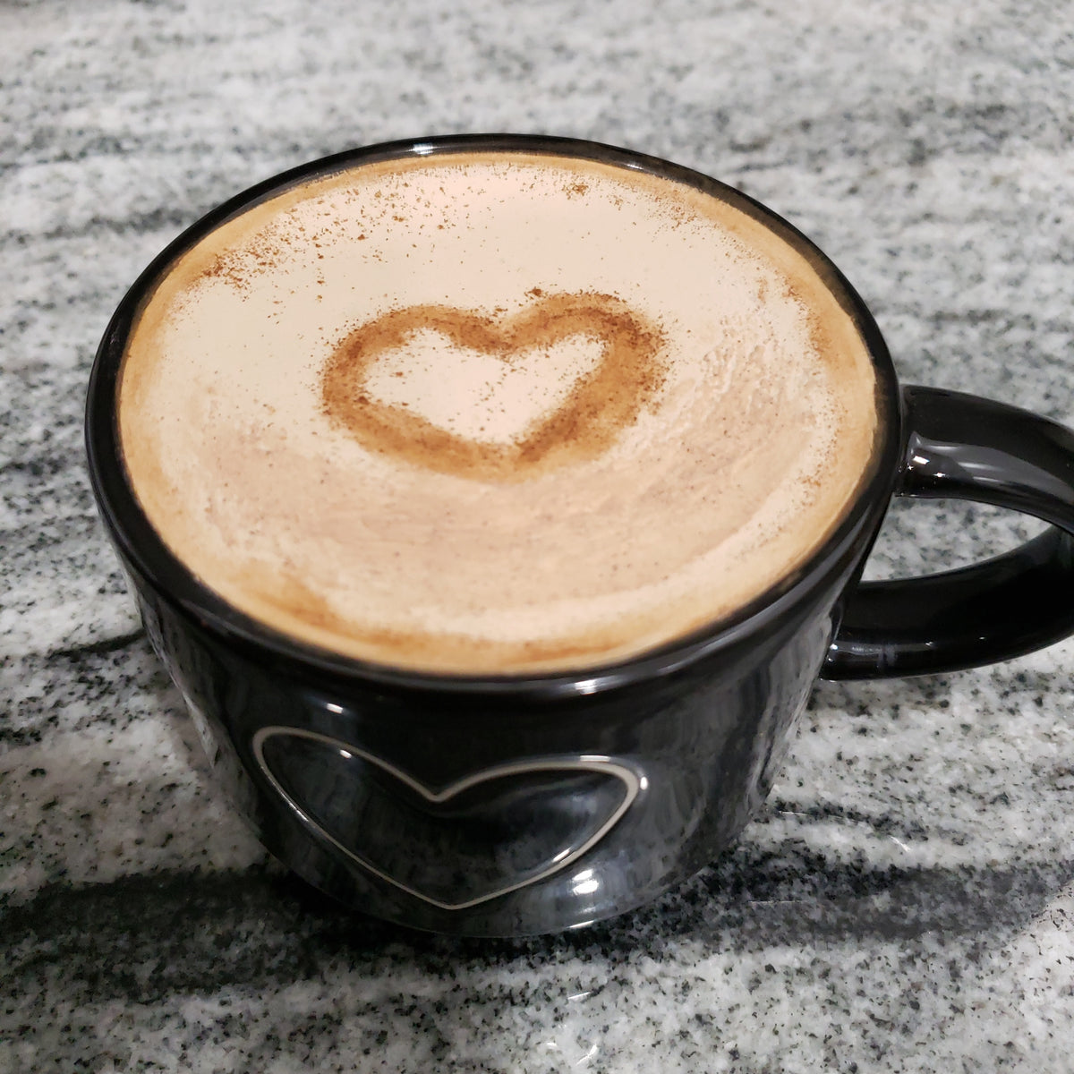 Rae Dunn &quot;Coffee&quot; Black Heart Double Sided Mug &amp; Pip Posh Design Faux Sweet Décor Latte Collection