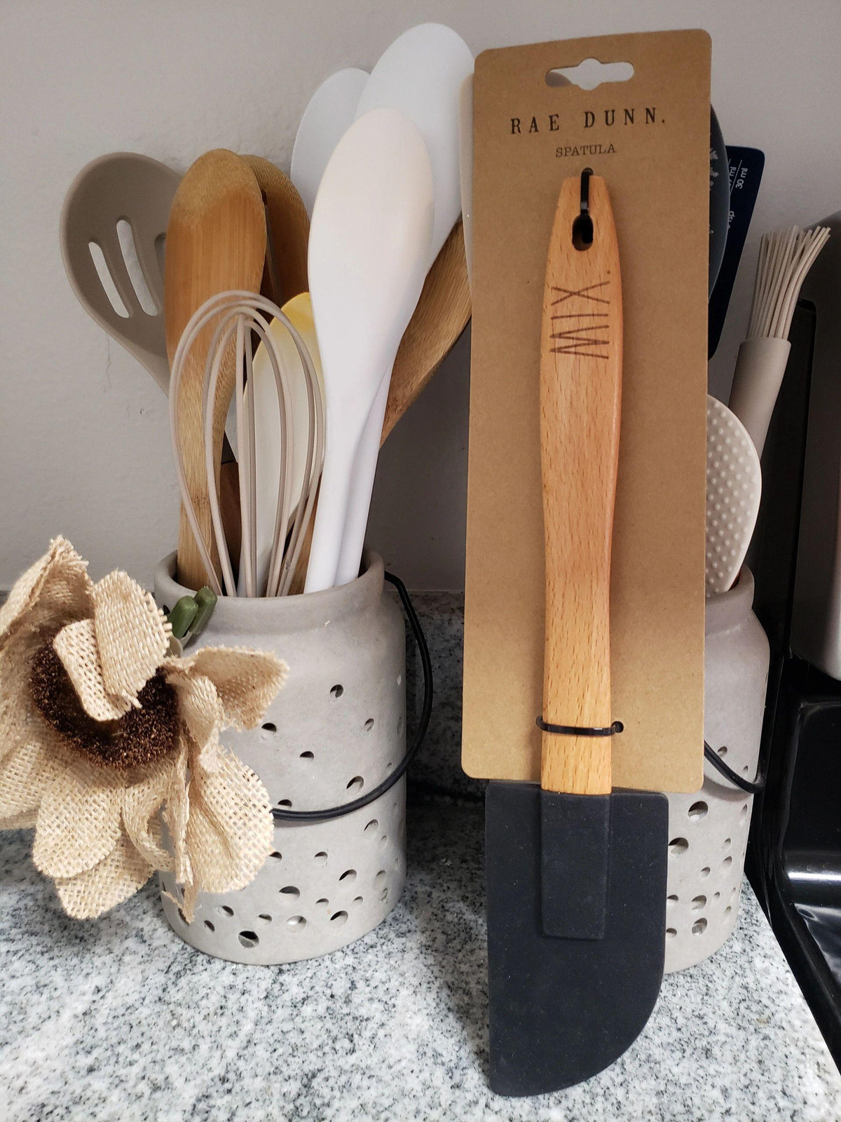 Rae Dunn &quot;MIX&quot; Full Size Black Spatula w- Wood Handle