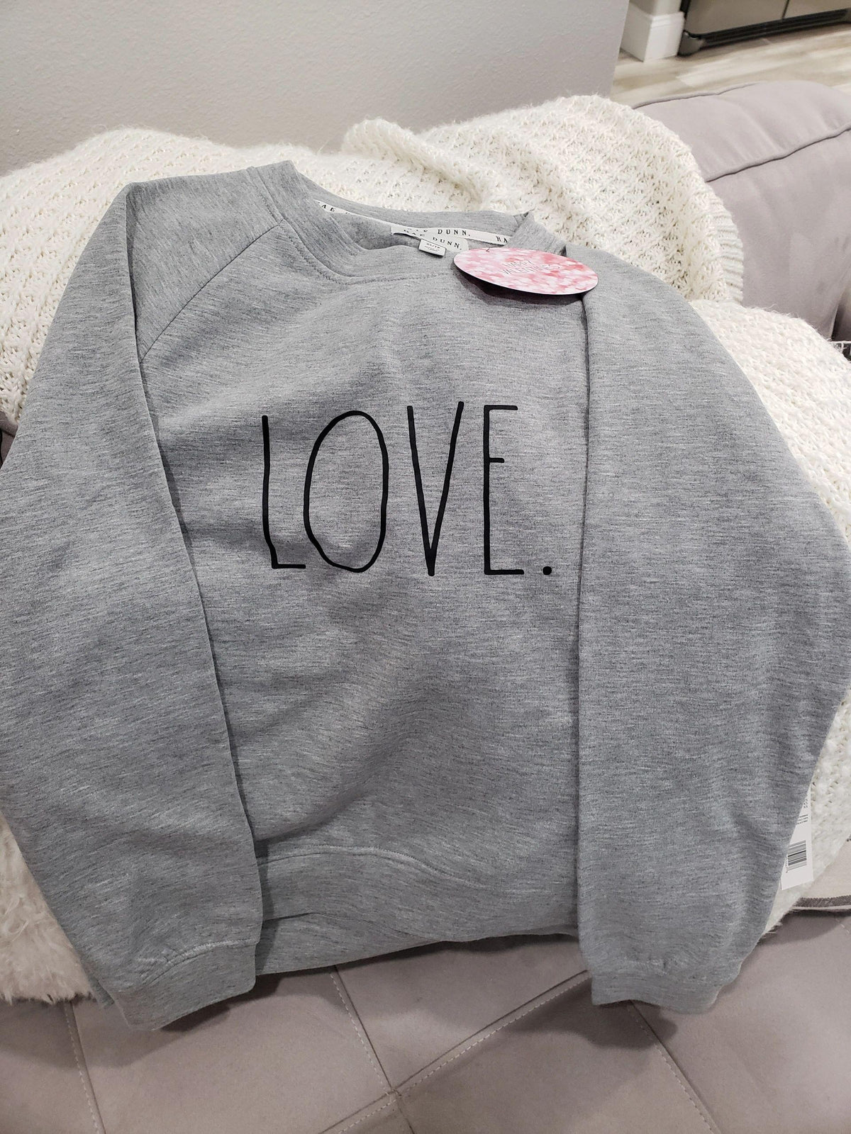 Rae Dunn &quot;LOVE&quot; Dark Gray Sweater Collection Size XS