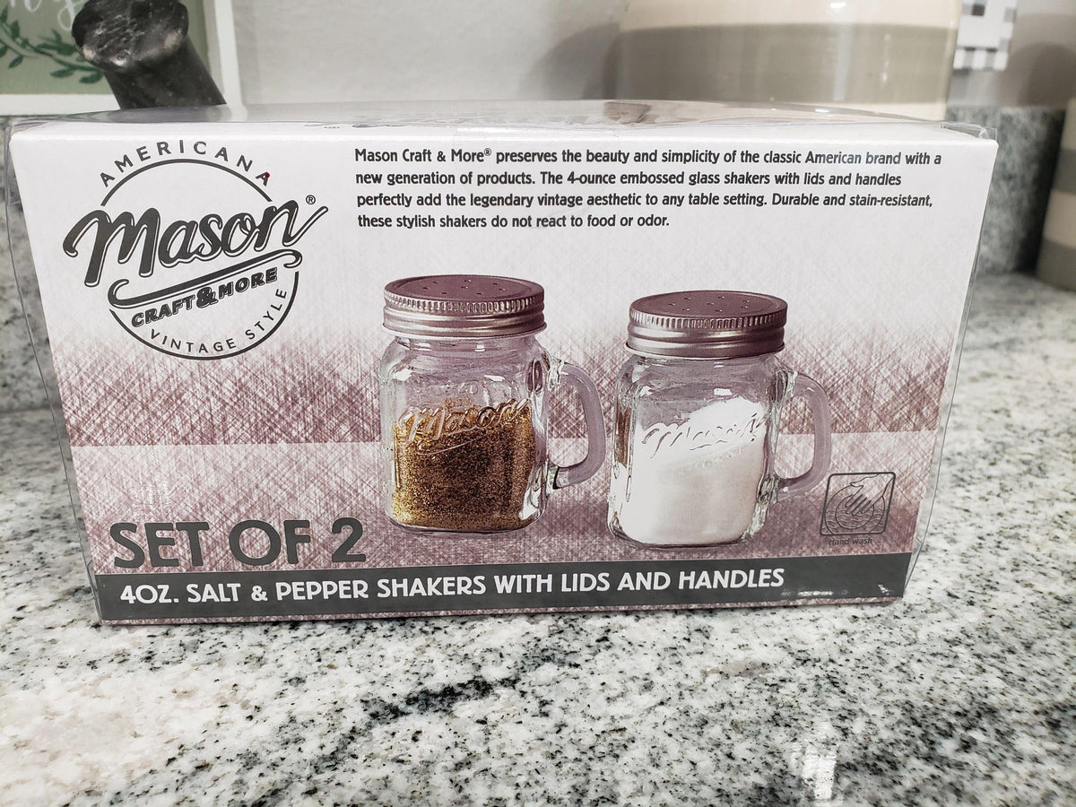 Farm House Style Blue Mason Jars Salt And Pepper Shakers
