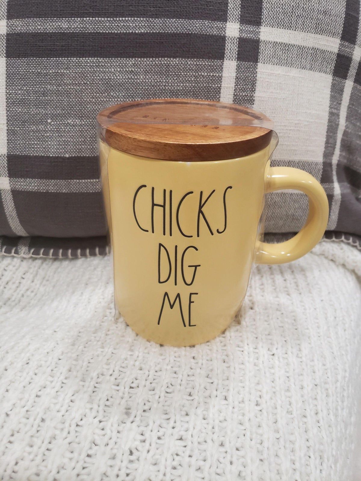 Rae Dunn &quot;CHICKS DIG ME&quot; Yellow Mug Collection