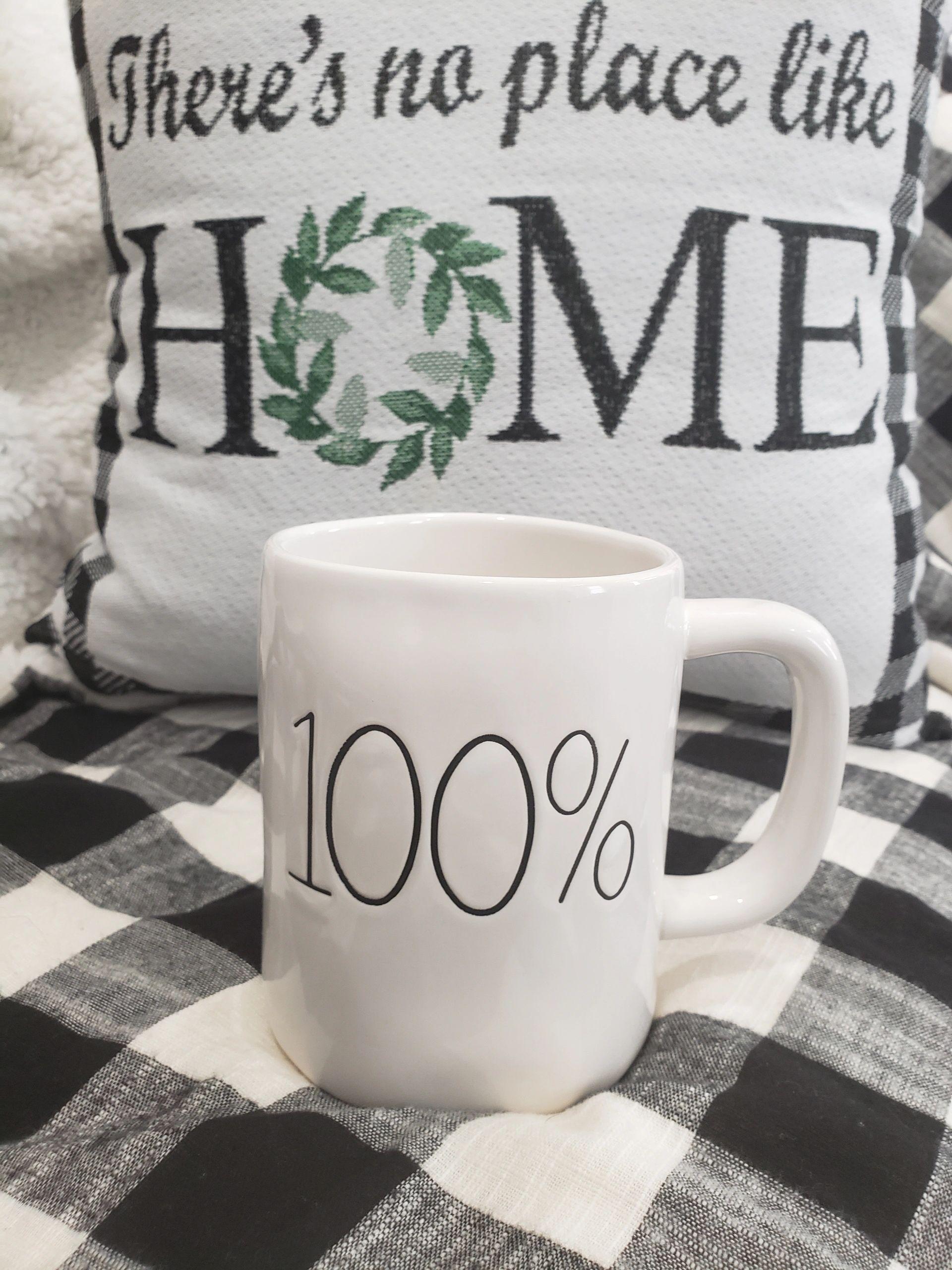 Rae Dunn "100%" White Mug Collection