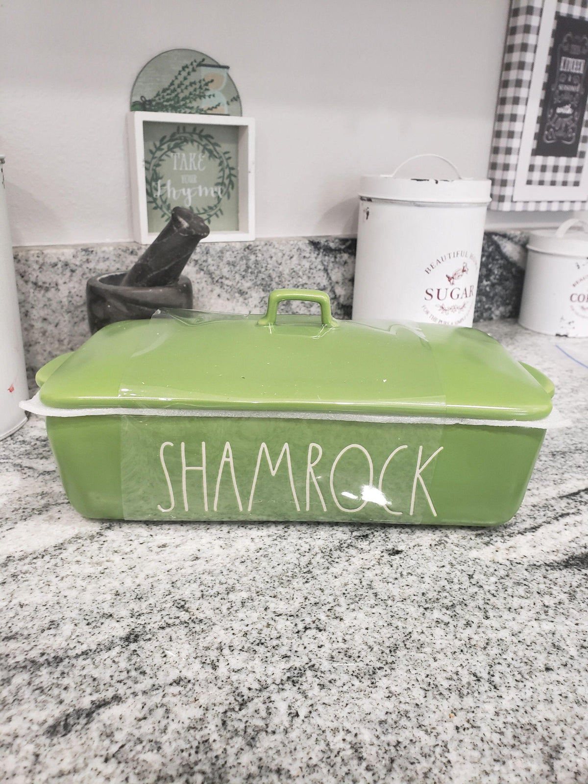 Rae Dunn &quot;SHAMROCK&quot; Green Casserole Serving Dish