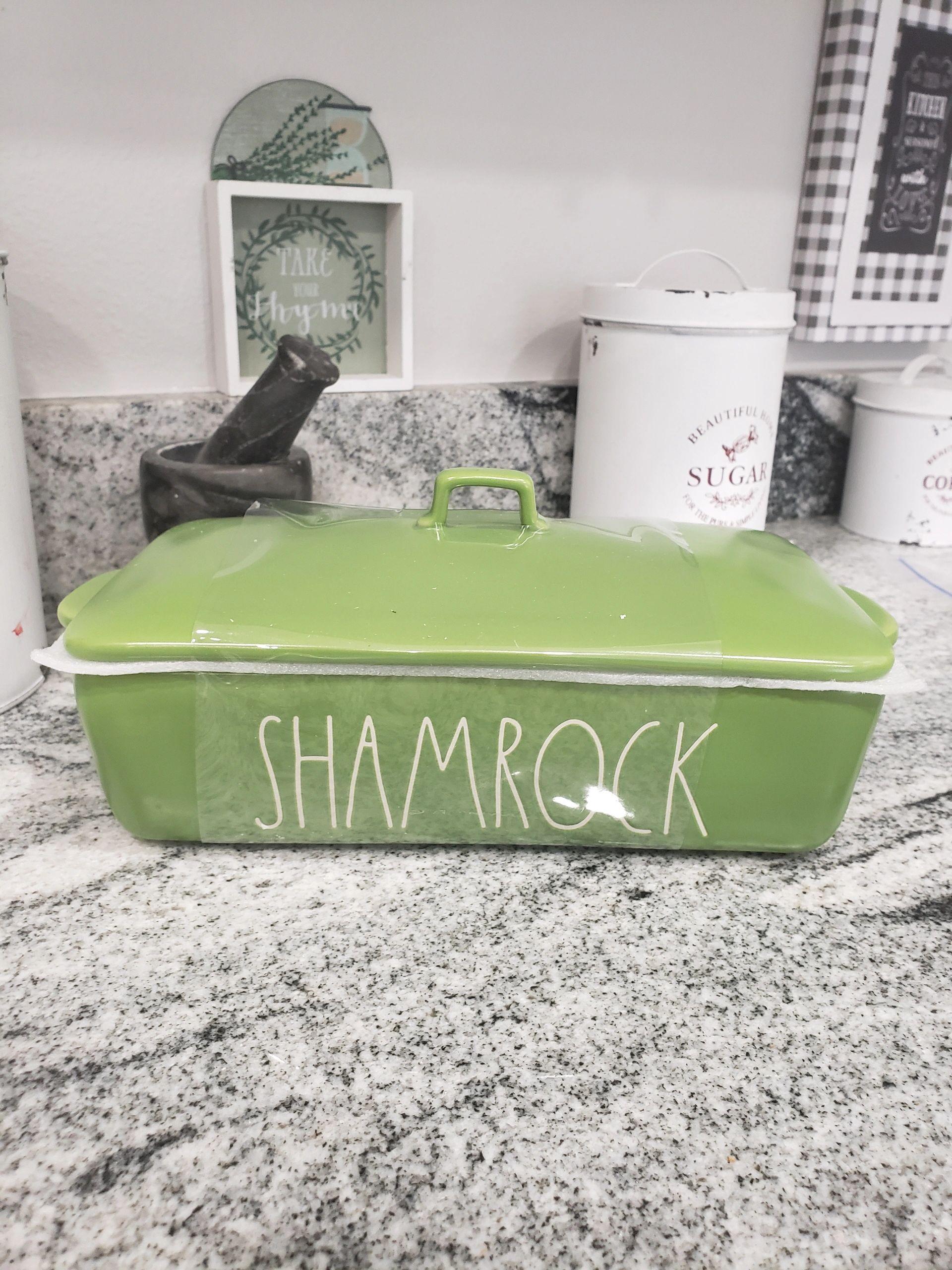 Rae Dunn "SHAMROCK" Green Casserole Serving Dish