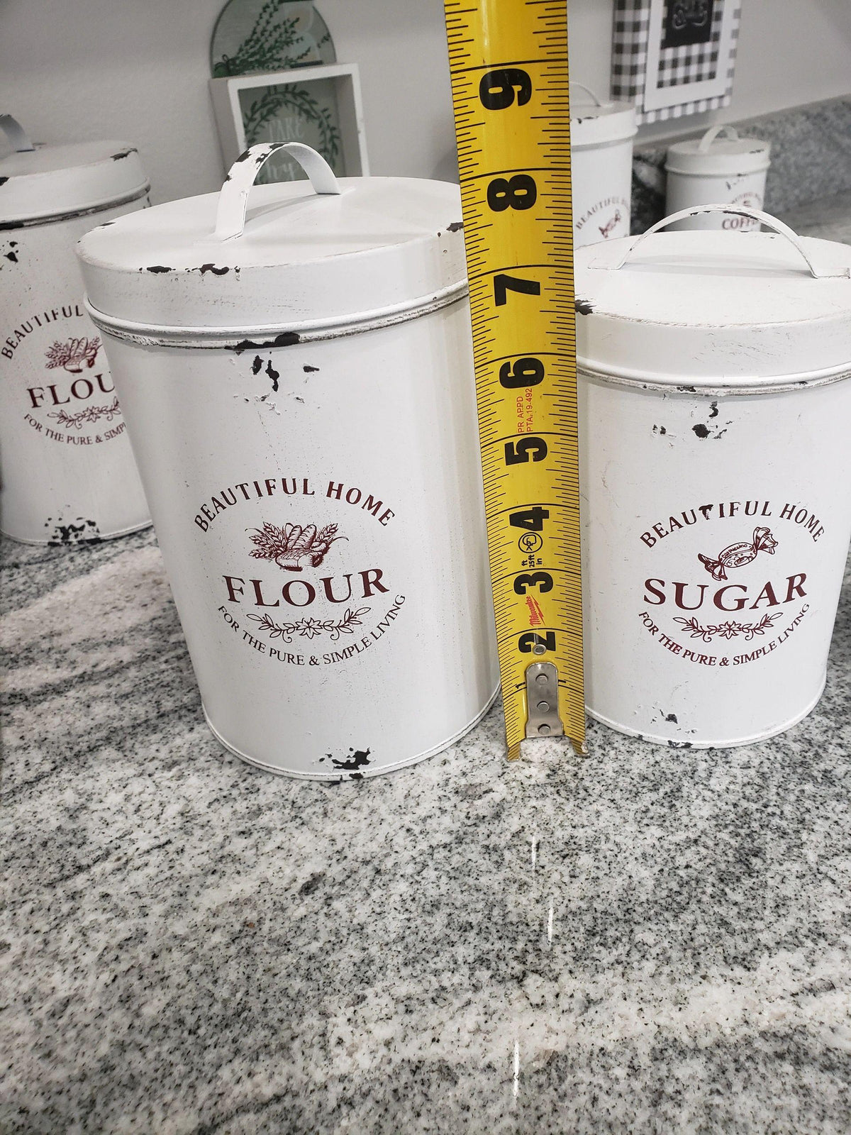 Rustic Farm House Décor &quot;FLOUR, SUGAR, COFFEE&quot; Tins Set of 3