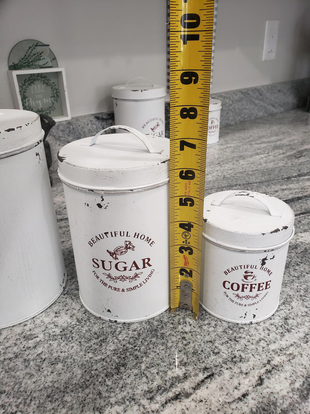 Rustic Farm House Décor &quot;FLOUR, SUGAR, COFFEE&quot; Tins Set of 3