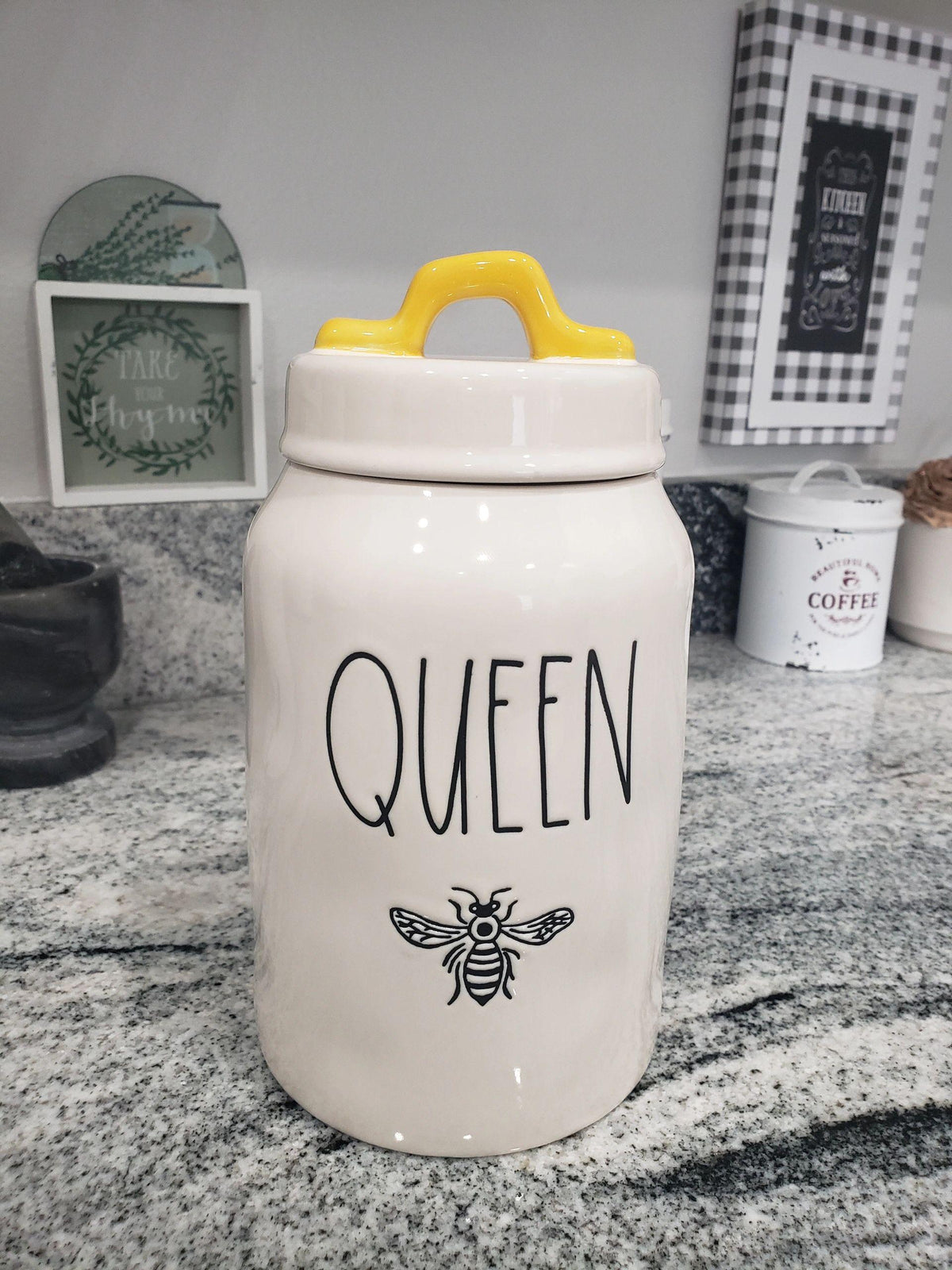 Rae Dunn &quot;Queen&quot; Bee White Canister Collection