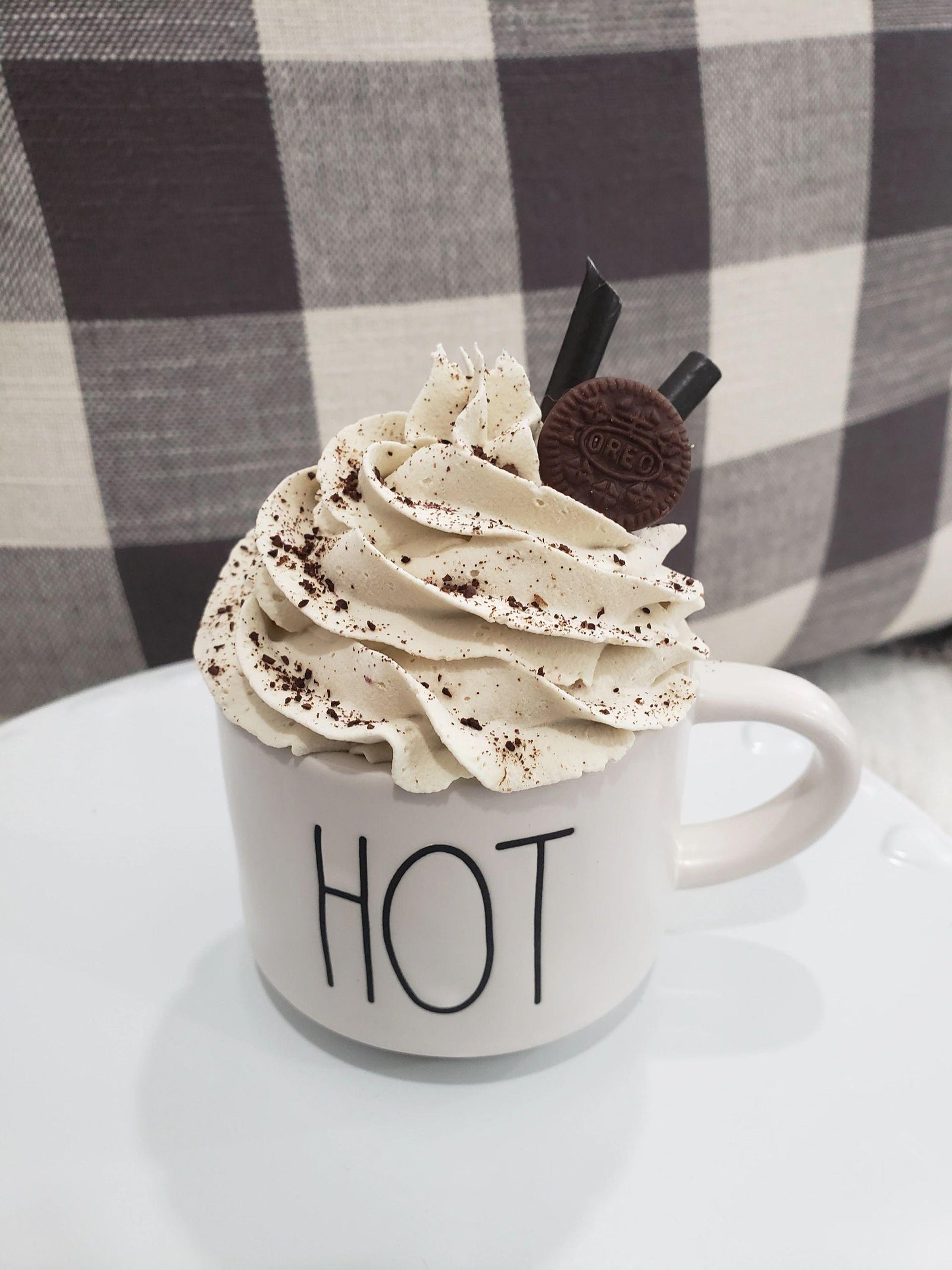 Rae Dunn "HOT" Mini Mug and Pip Posh Designs Faux Sweet Décor Whipped Ivory Oreo Topper Collection
