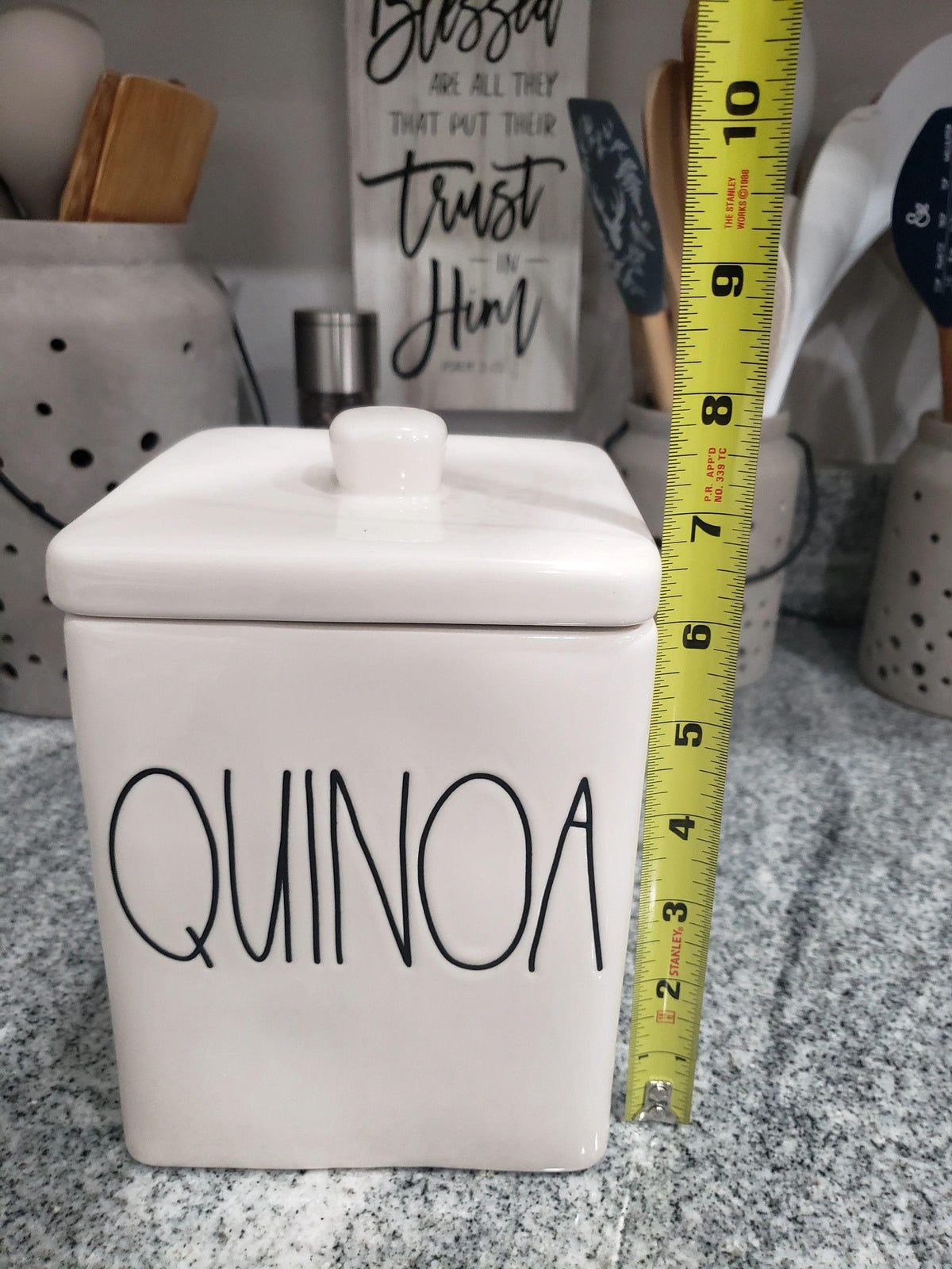 Rae Dunn &quot;Quinoa&quot; White Square Canister Collection