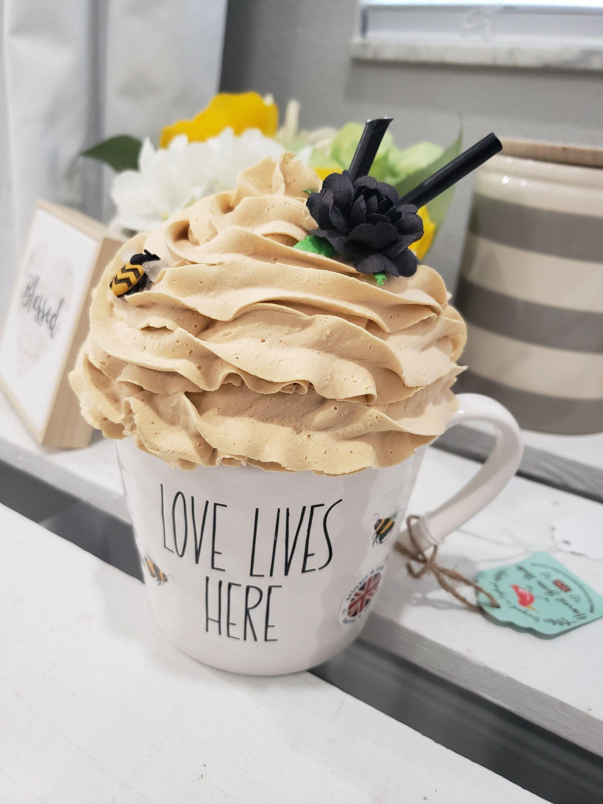 Pip Posh Design Faux Sweet Décor Love Lives Here Whipped Topper Mug Collection