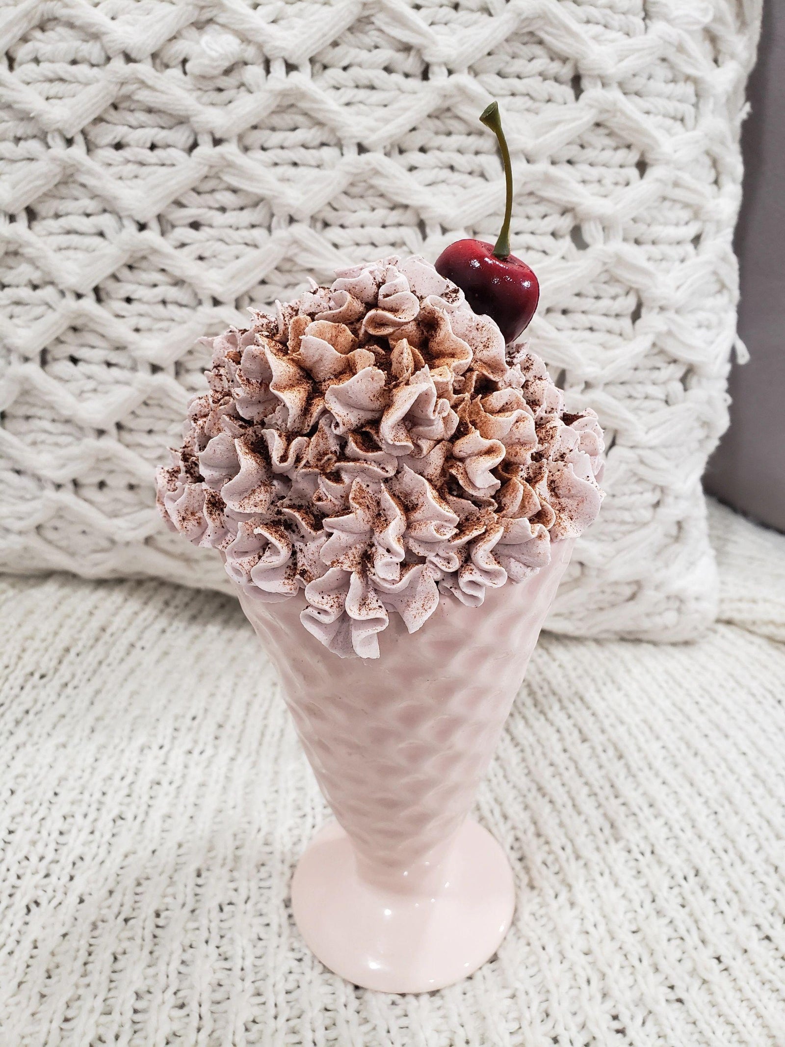 Pip Posh Design Faux Sweet Décor Whipped Topper Strawberry Lover Cone Desert Collection