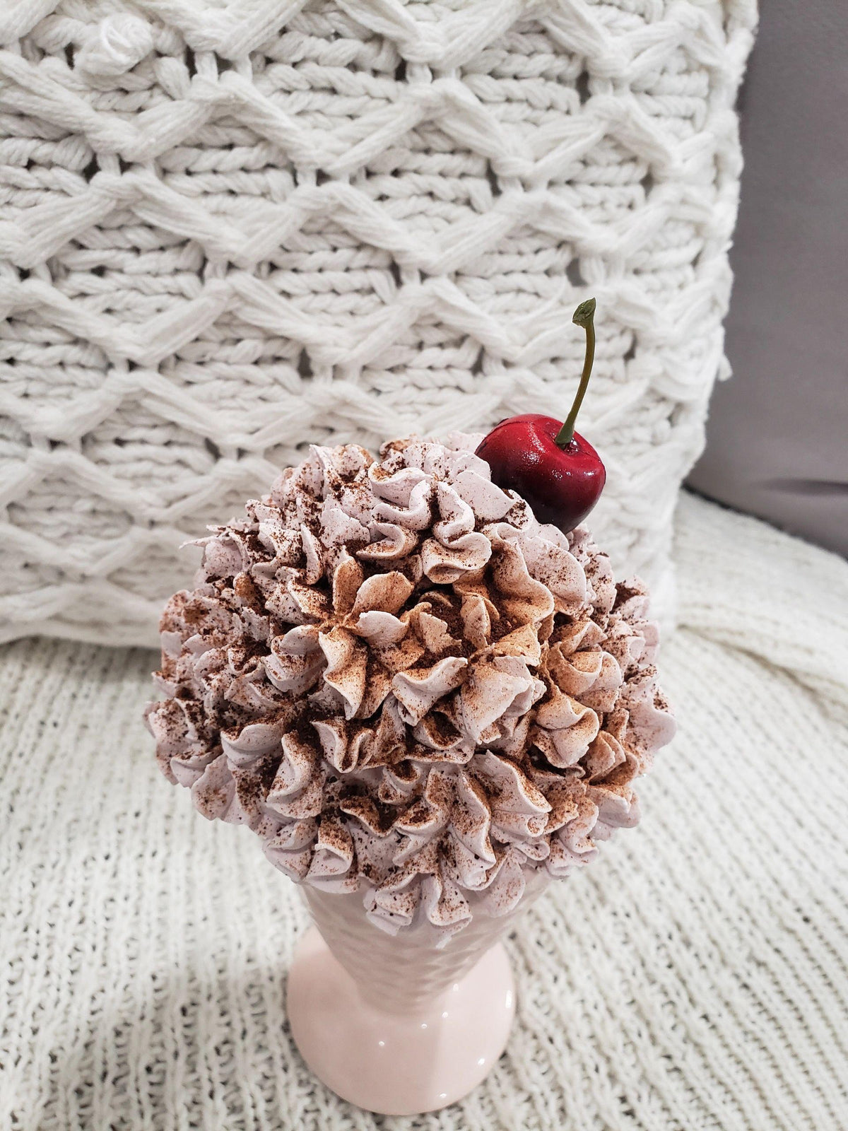 Pip Posh Design Faux Sweet Décor Whipped Topper Strawberry Lover Cone Desert Collection