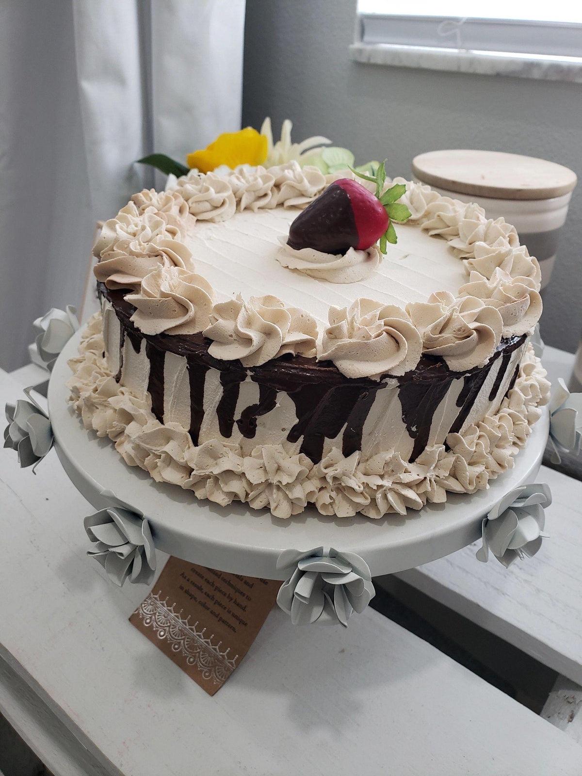 Pip Posh Design Faux Sweet Décor Ivory Strawberry Chocolate Cake Collection