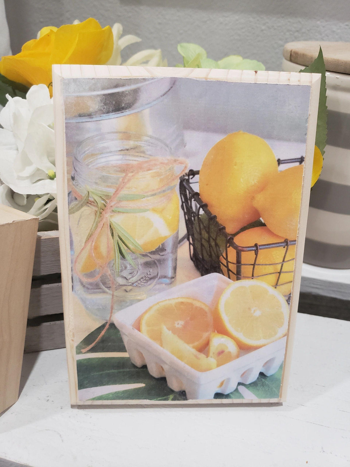 Farm House Style &quot;Lemon&#39;s&quot; Wooden Table Top &amp; Wall Décor