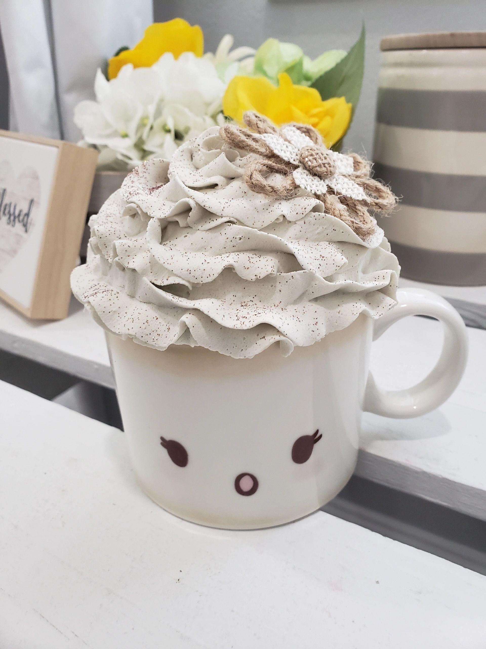 Pip Posh Designs Faux Sweet Décor Whipped Topper Burlap & Marshmallow Mug