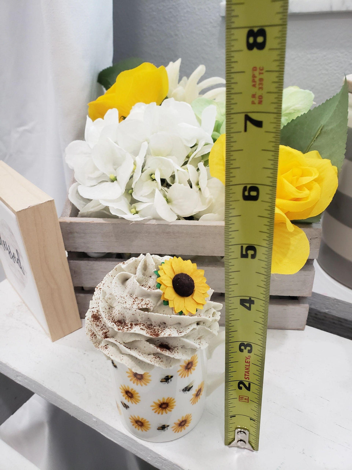 Pip Posh Design Faux Sweet Décor Cinnamon Sunflower Whipped Topper &amp; Mini Mug Collection