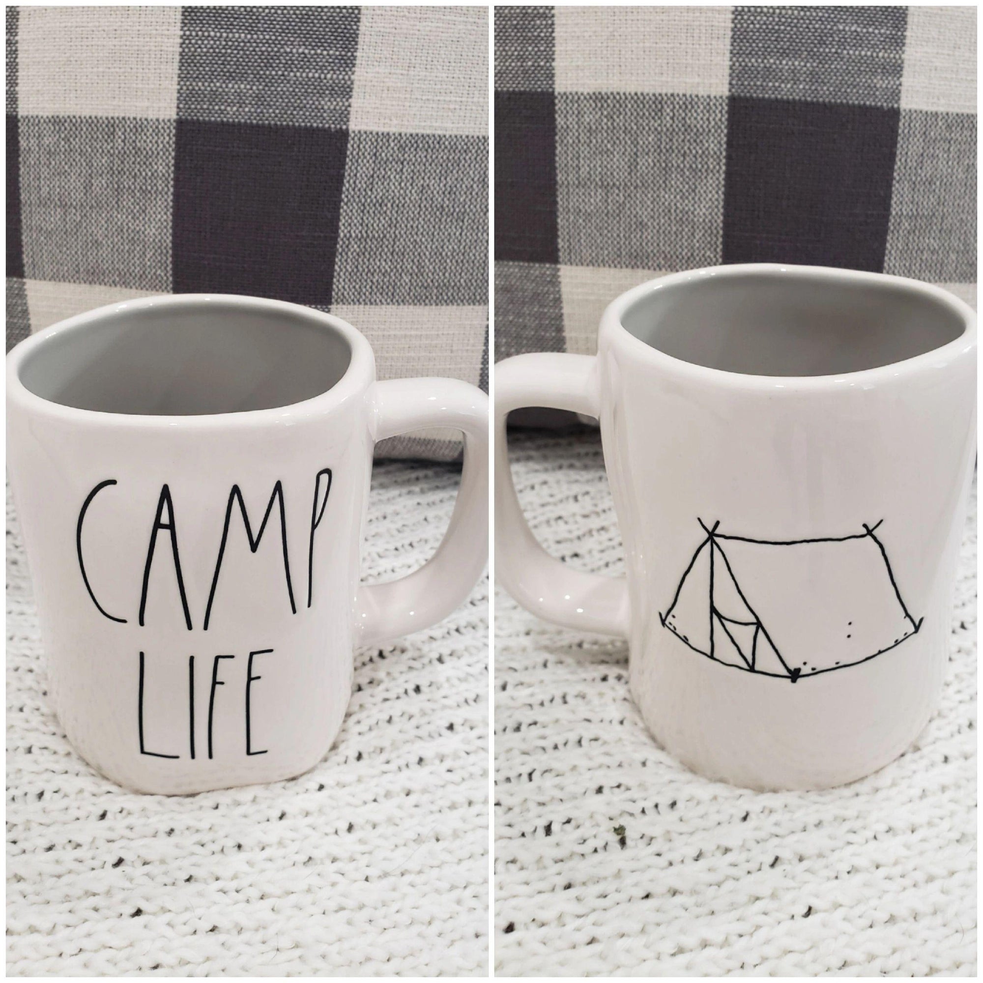 Rae Dunn "Camp Life" Tent Double Sided Mug Camping Collection