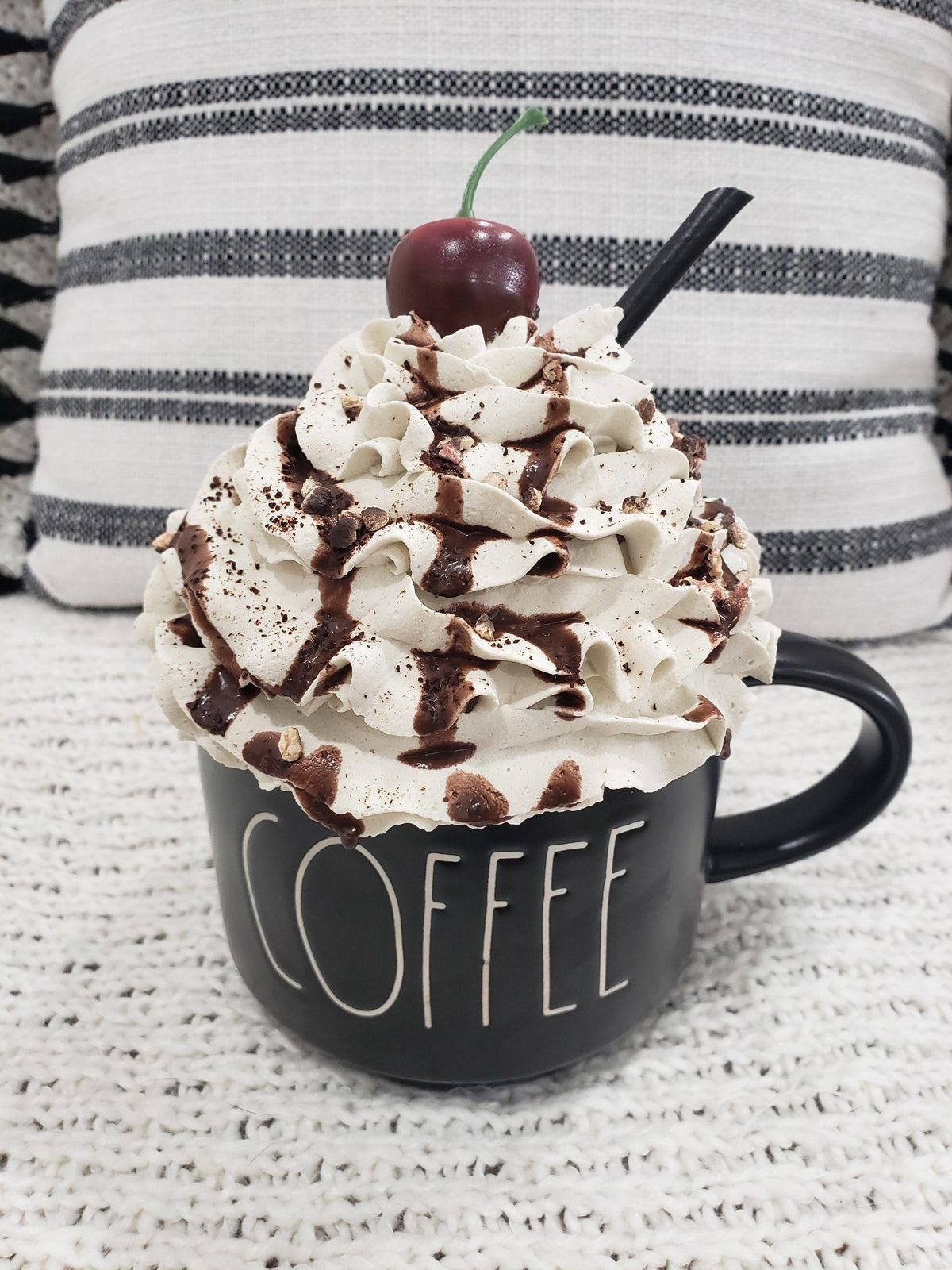 Rae Dunn &quot;COFFEE&quot; Mug &amp; Pip Posh Designs Faux Sweet Décor Whipped Ivory Chocolate Cherry Topper Collection