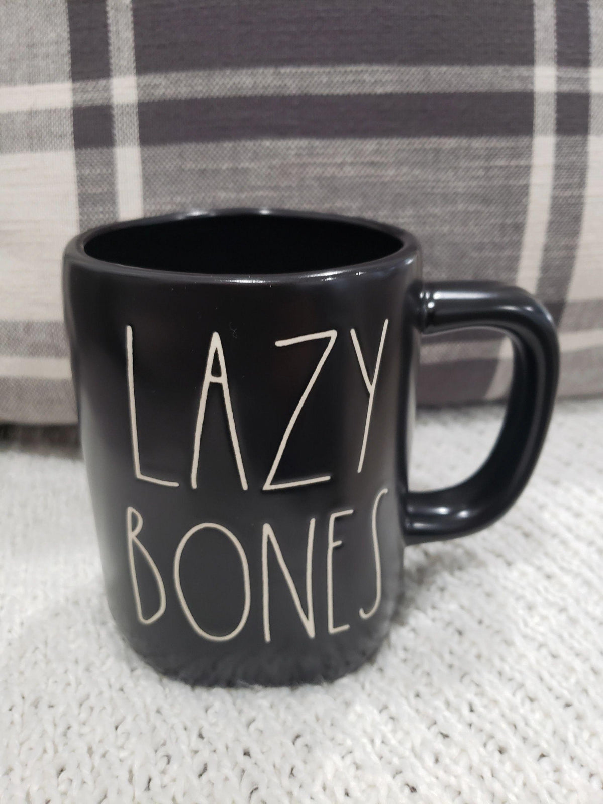 Rae Dunn &quot;Lazy Bones&quot; Black Mug Collection