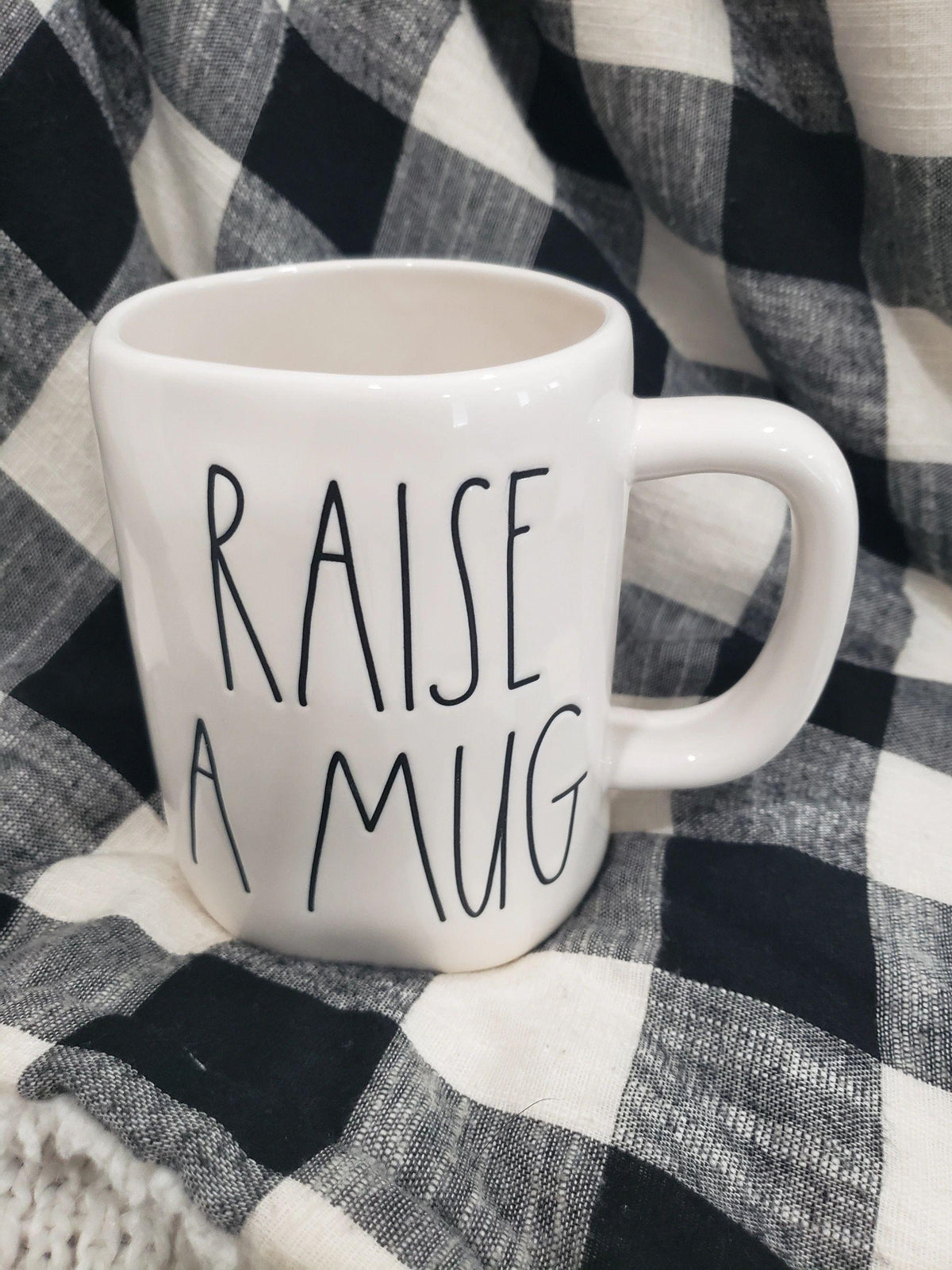 Rae Dunn &quot;Raise A Mug&quot; White Mug Collection
