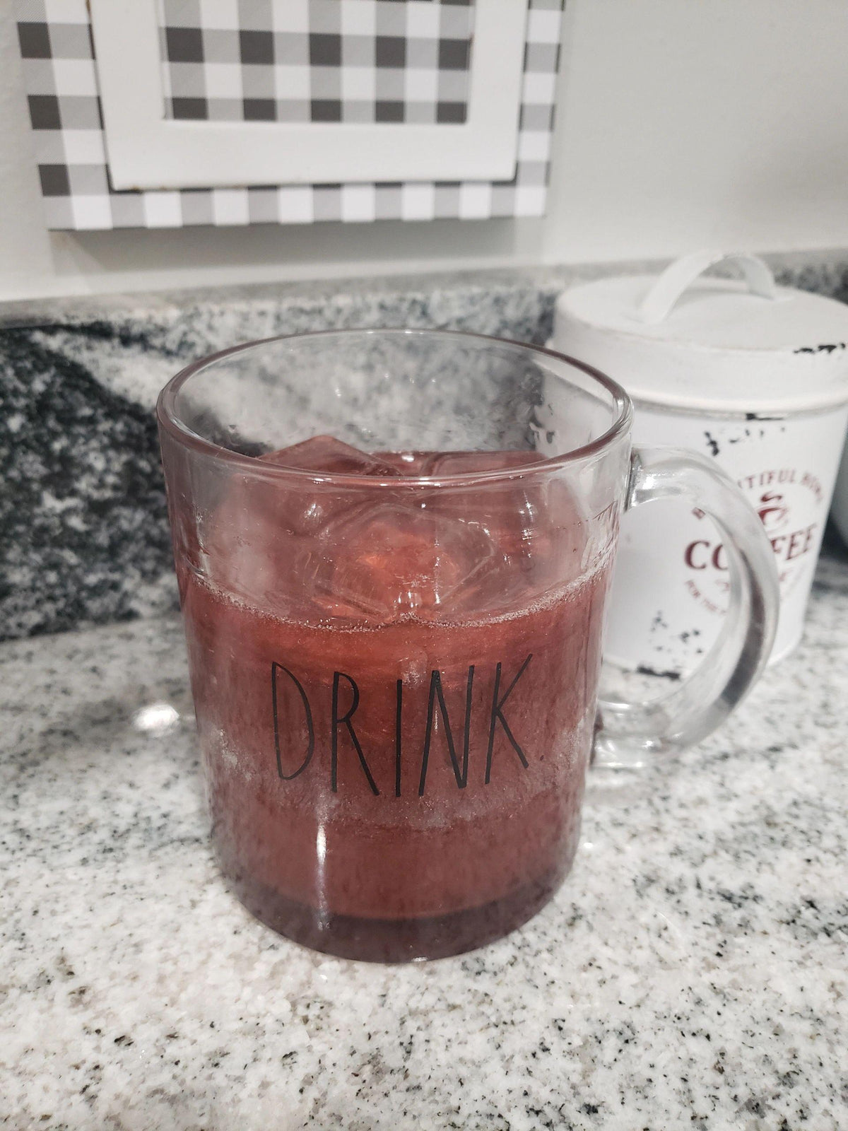 Rae Dunn &quot;Drink&quot; Glass Mug &amp; Pip Posh Design&#39;s Faux Sweet Décor Dark Iced Coffee Collection