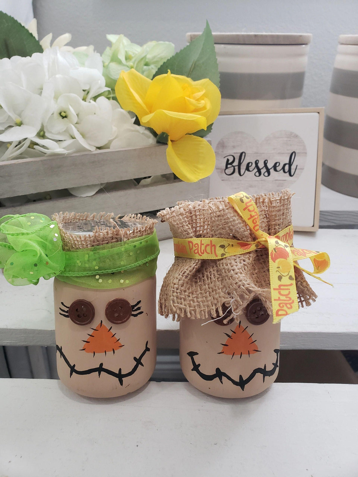 Pip Posh Original Design Mr. &amp; Mrs. Scarecrow Salt &amp; Pepper Shakers Table Top Décor Set of 2