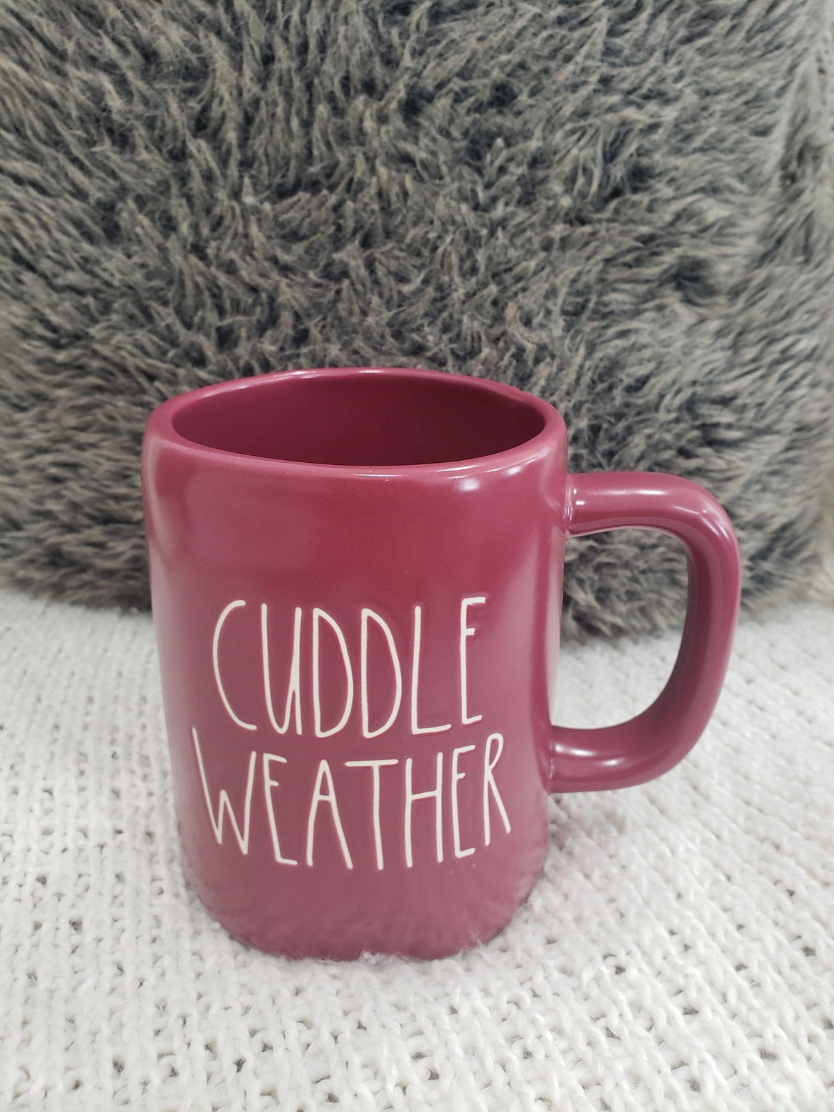 Rae Dunn &quot;Cuddle Weather&quot; Maroon Mug Collection