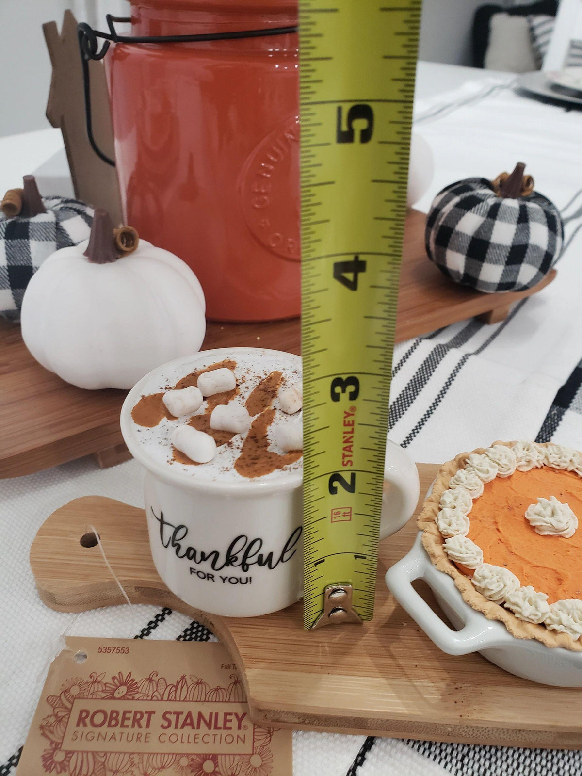 Pip Posh Design Faux Sweet Décor Mini Pumpkin Pie &amp; Mini Thankful For You Mug Bundle Set of 3