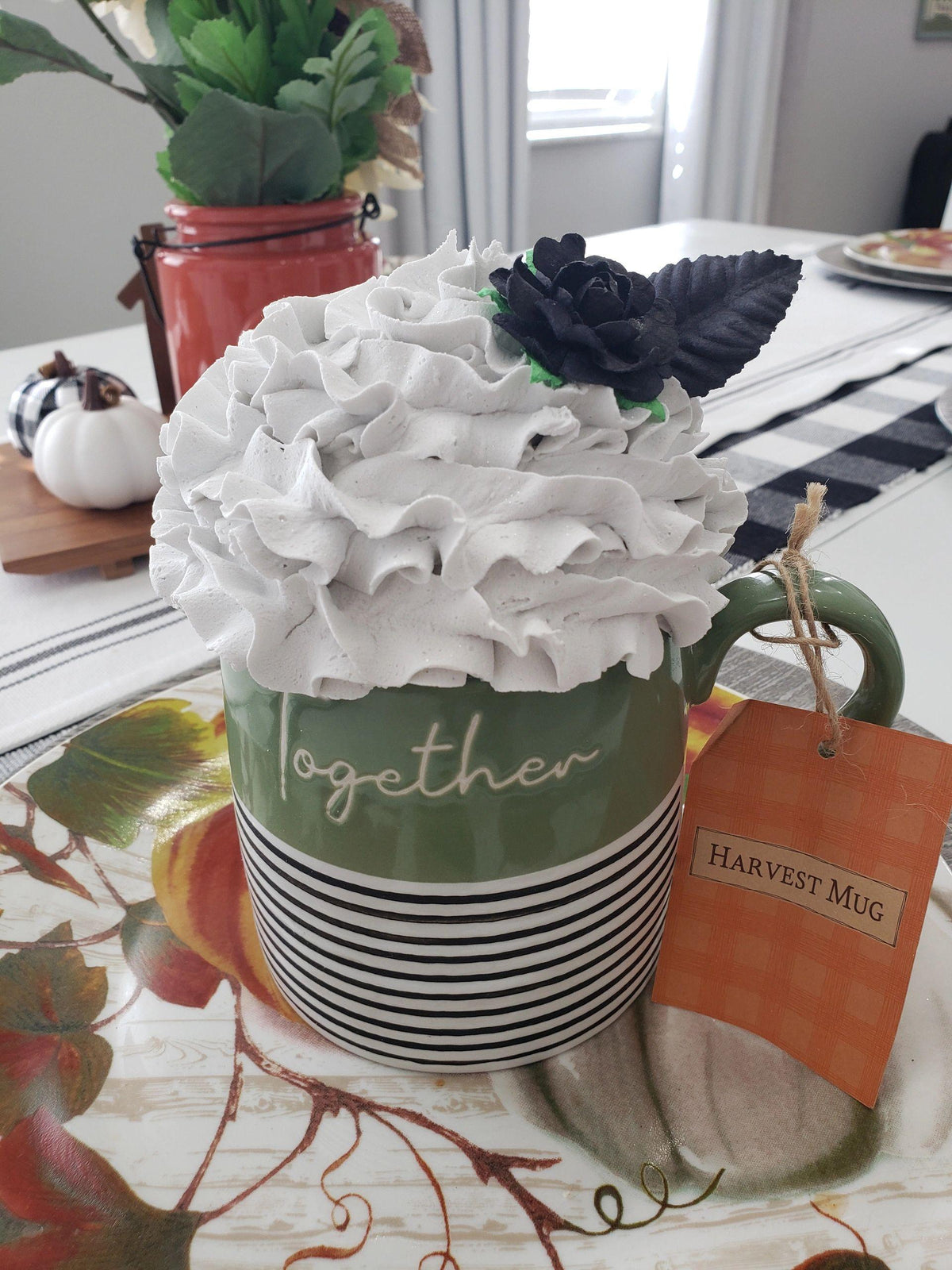 Pip Posh Design Faux Sweet Décor &quot;Together Mug &amp; Black Rose Whipped Topper Collection