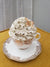 Pip Posh Design Faux Sweet Décor Golden Laced Tea Cup & Ivory Butterfly Whipped Topper Collection