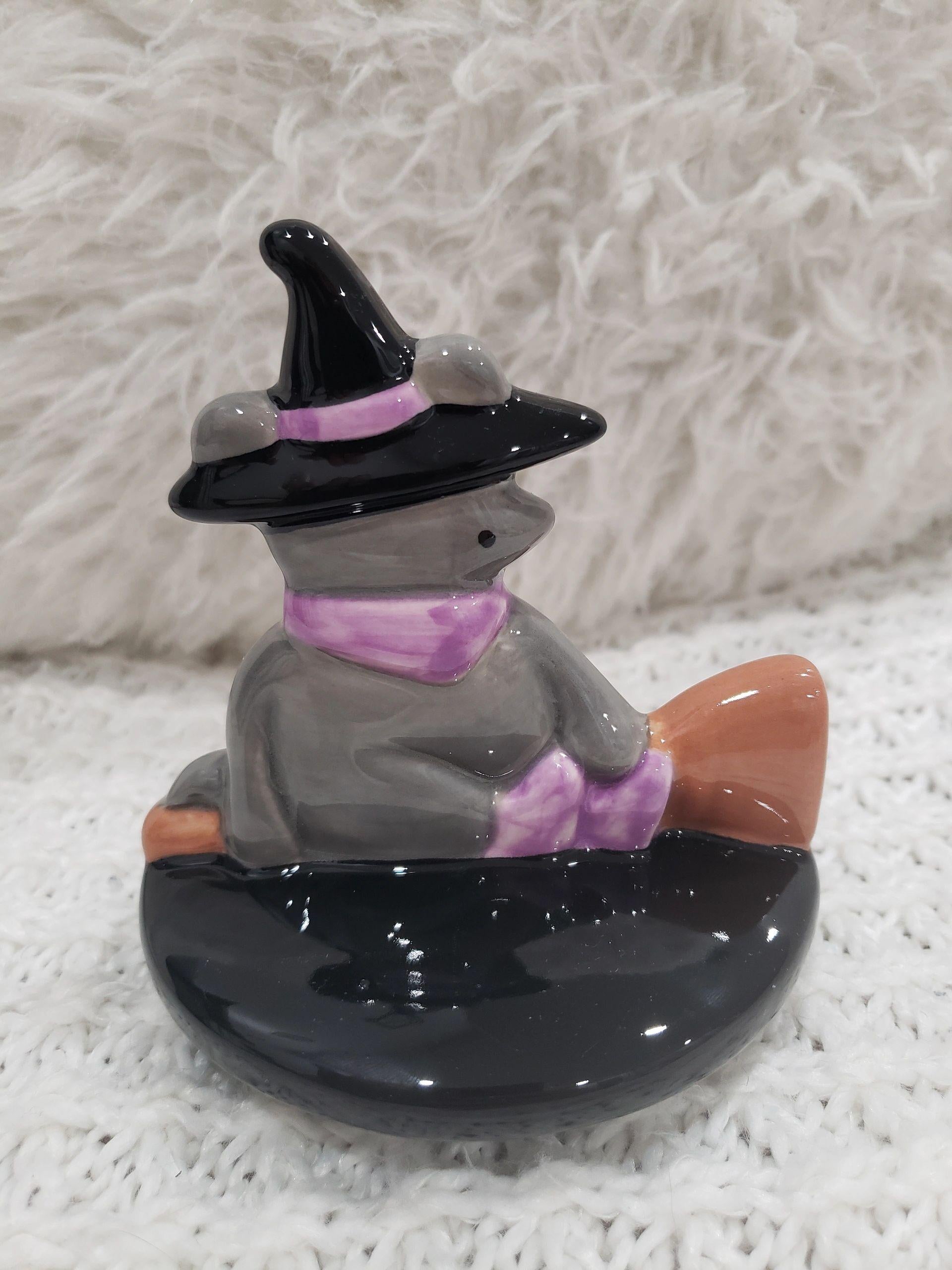 Rae Dunn "Cat On a Broom Stick" Mug Topper