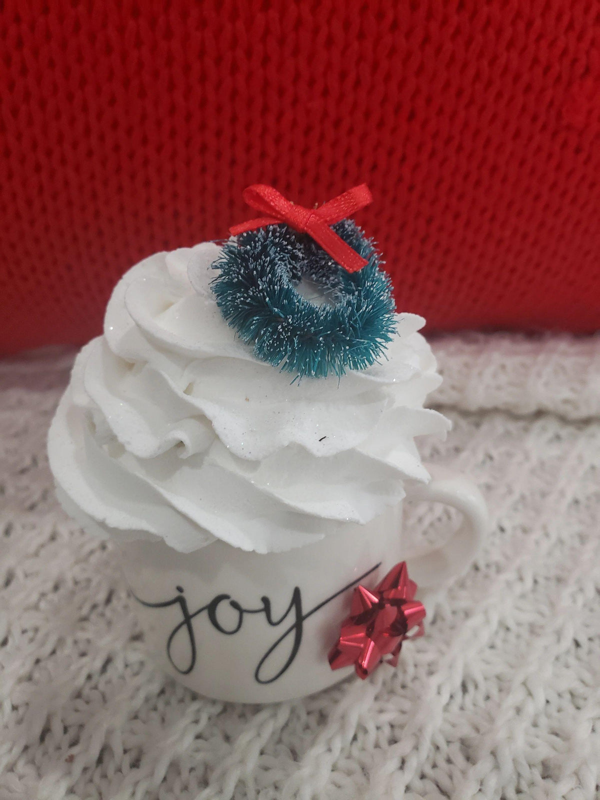 Pip Posh Faux Décor &quot;Joy&quot; Mini Mug &amp; Whipped Wreath Topper Holiday Collection