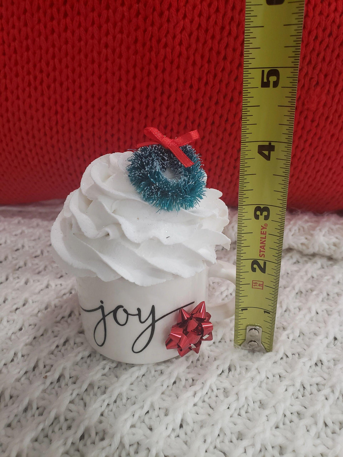 Pip Posh Faux Décor &quot;Joy&quot; Mini Mug &amp; Whipped Wreath Topper Holiday Collection