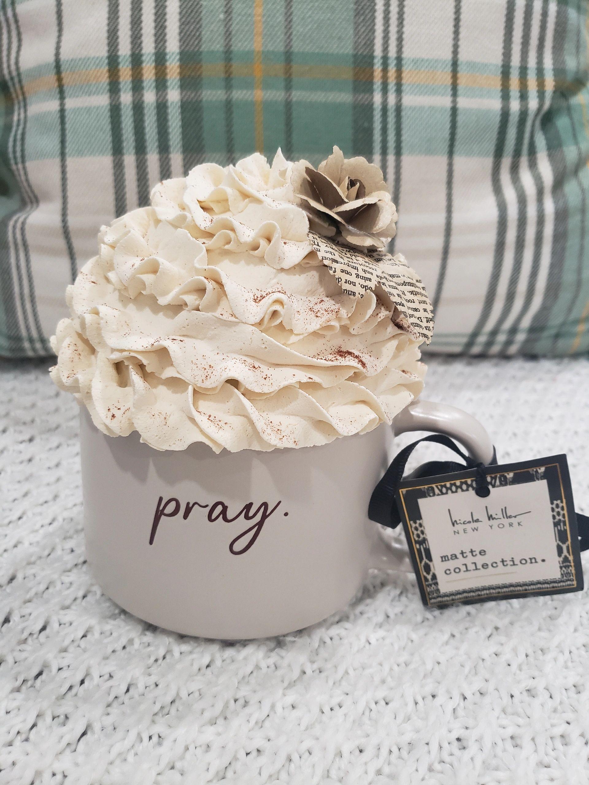 Pip Posh Design Faux Sweet Décor "Pray " Mug and Whipped Topper Collection