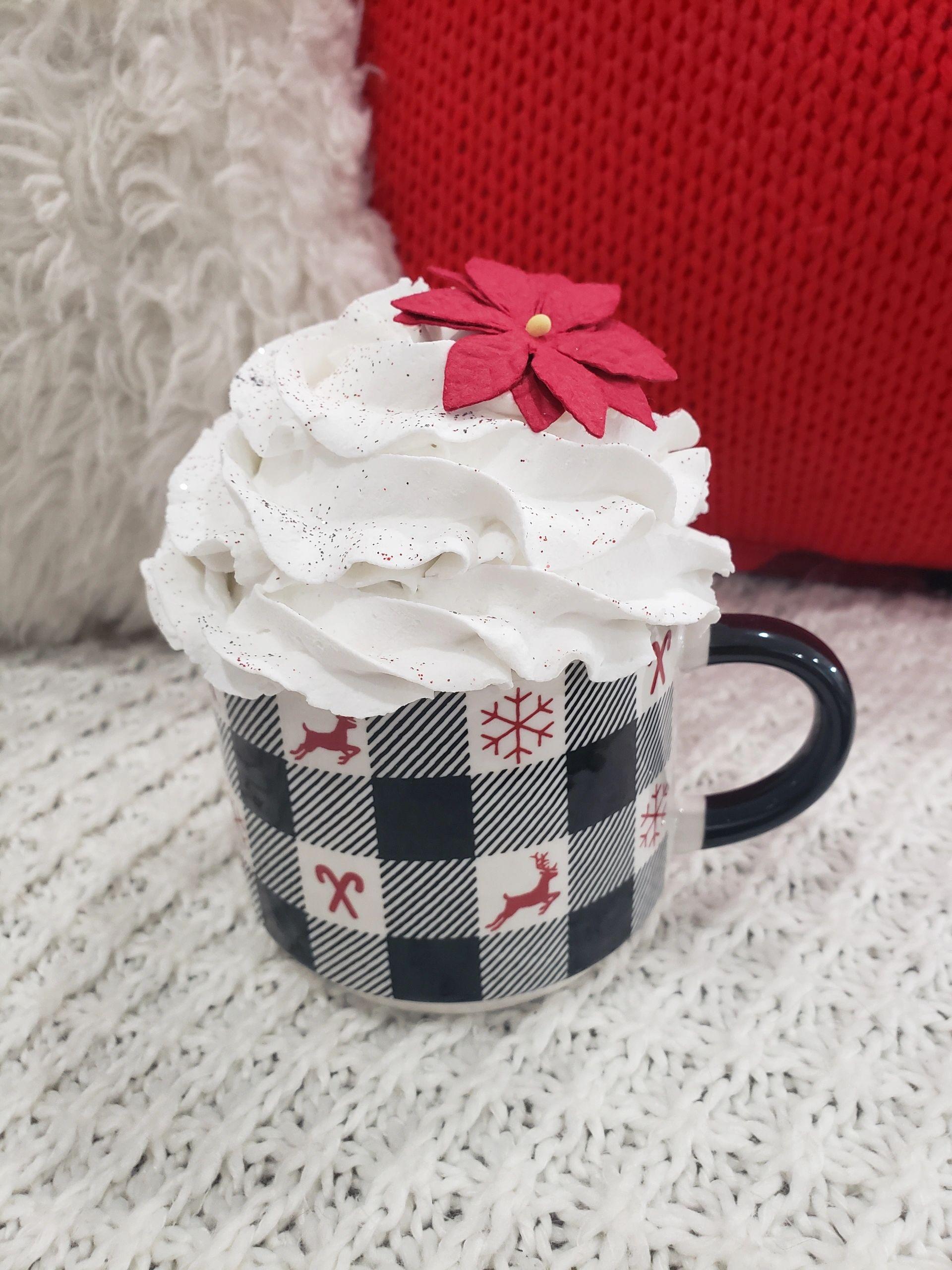 Pip Posh Design Faux Sweet Décor Buffalo Checkered Holiday Mug and Whipped Topper Collection