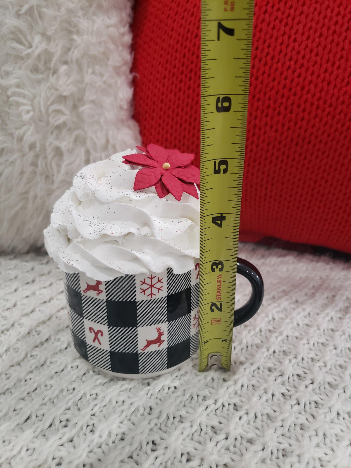 Pip Posh Design Faux Sweet Décor Buffalo Checkered Holiday Mug and Whipped Topper Collection