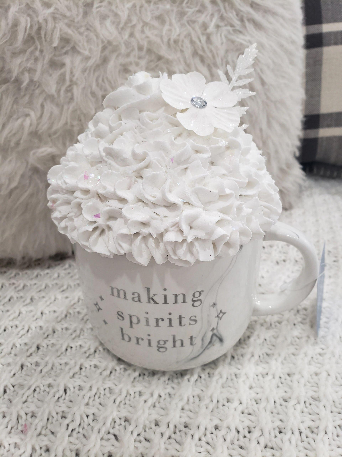 Pip Posh Design Faux Sweet Décor &quot;Making Spirits Bright&quot; Mug and White Whipped Topper Holiday Collection