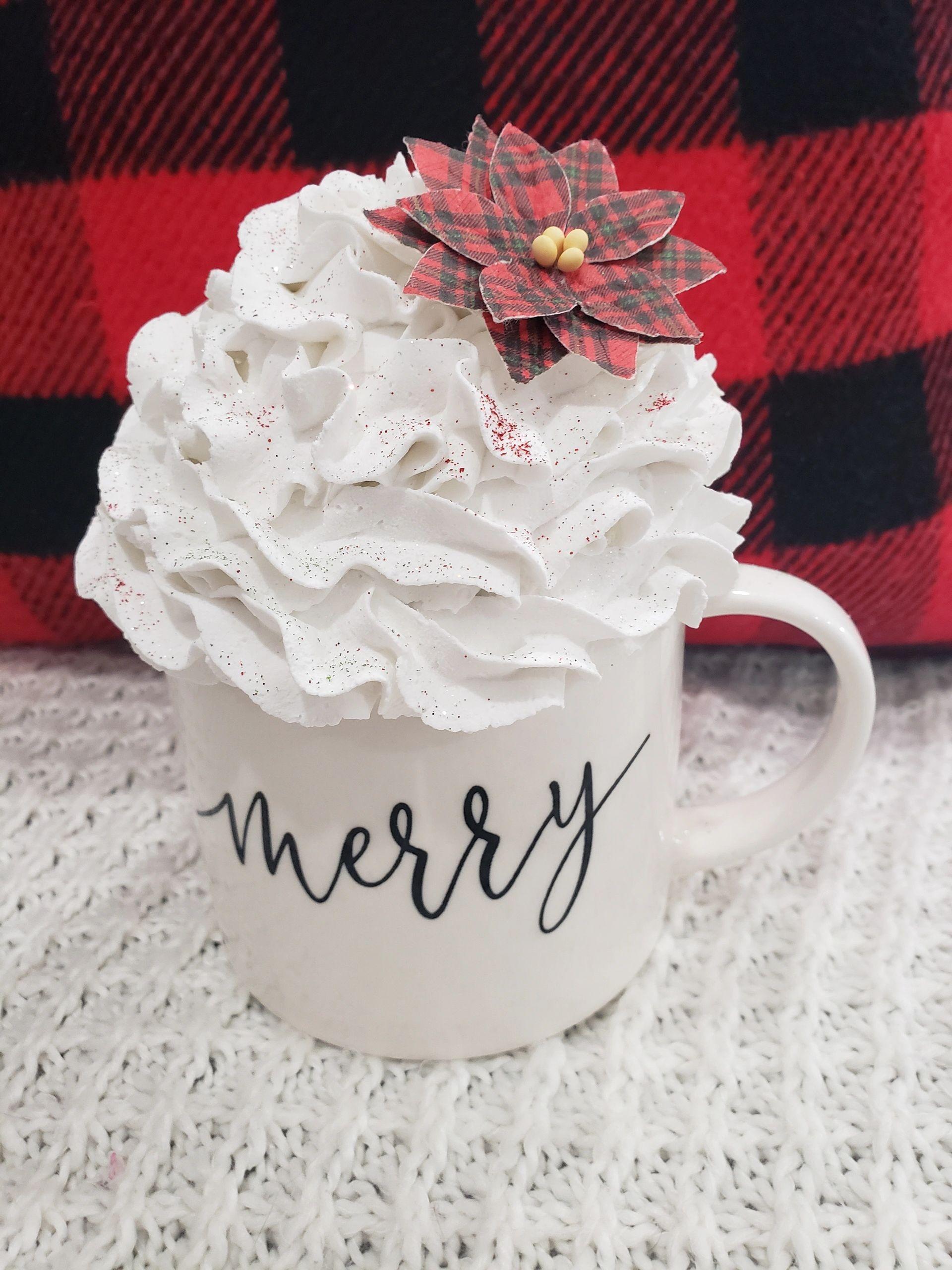 Pip Posh Design Faux Sweet Décor "Merry" Mug and Whipped Topper Holiday Collection