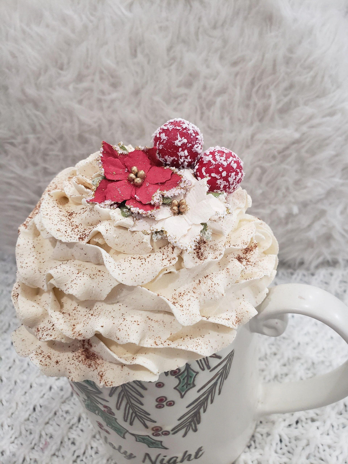 Pip Posh Design Faux Sweet Décor &quot; Oh Holy Night&quot; Mug and Whipped Topper Holiday Collection