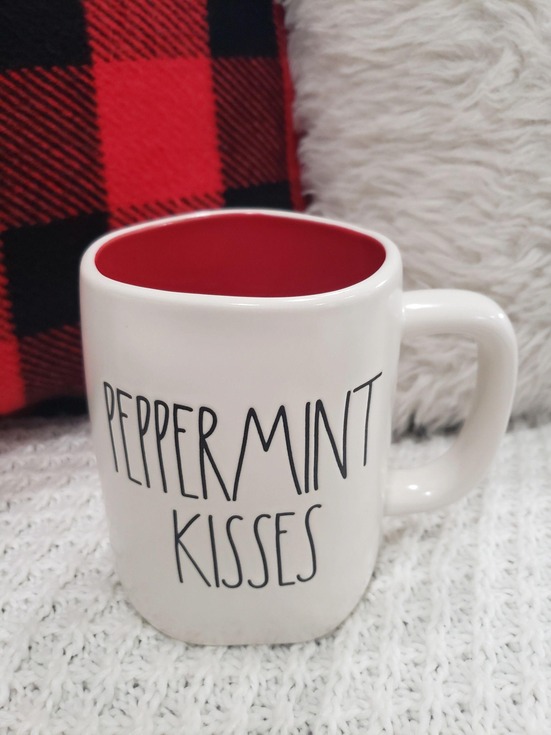 Rae Dunn "Peppermint Kisses" White Mug Holiday Collection