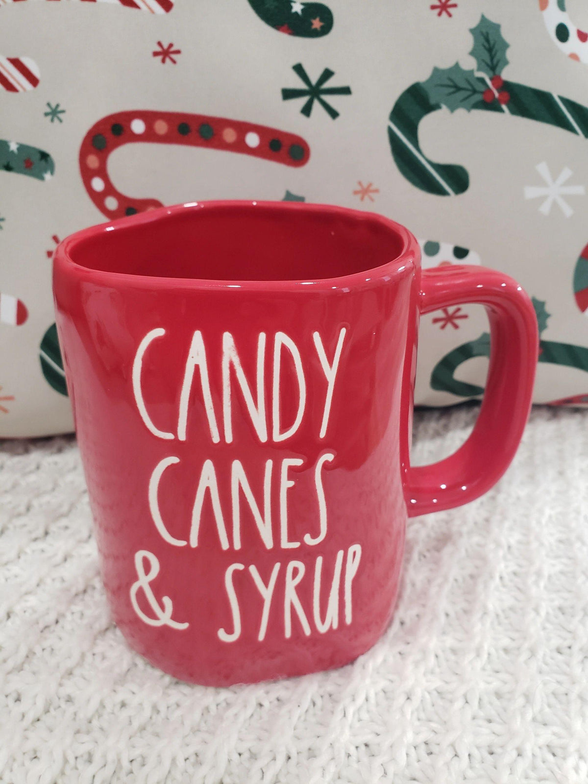 Rae Dunn &quot;Candy Canes &amp; Syrup&quot; Red Holiday Mug Collection