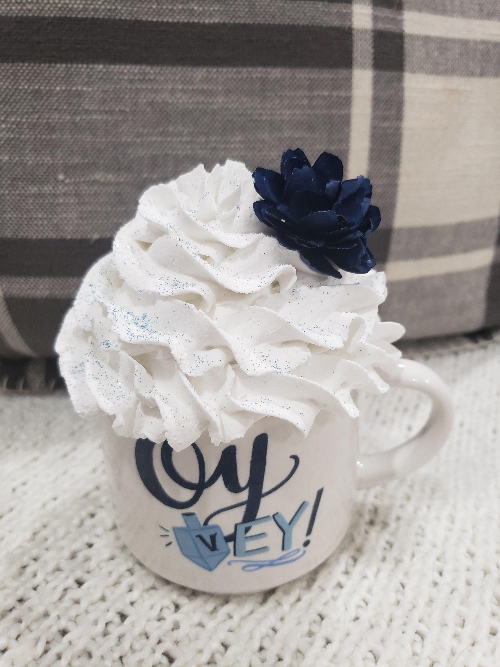 Pip Posh Design Faux Sweet Décor "Oy Vey" Mini Mug and Whipped Topper Collection