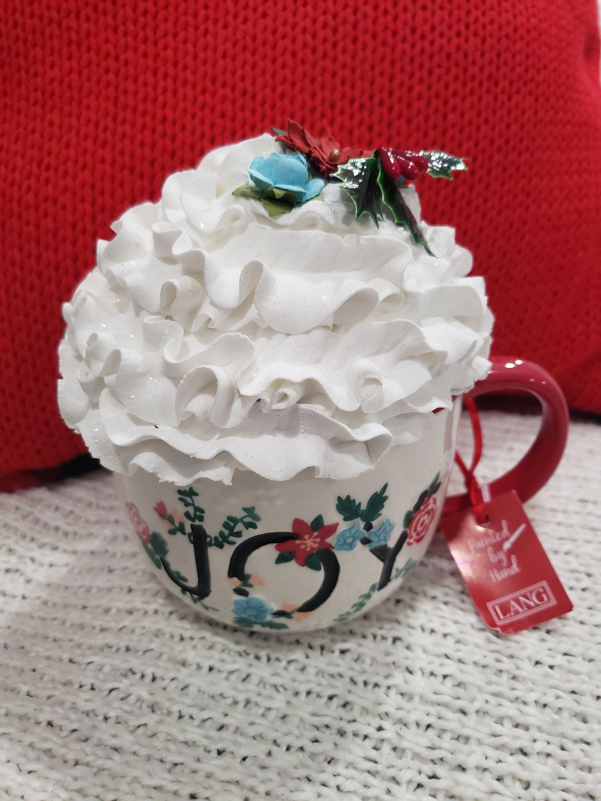 Pip Posh Design Faux Sweet Décor &quot;Joy&quot; Mug and Whipped Topper Holiday Collection