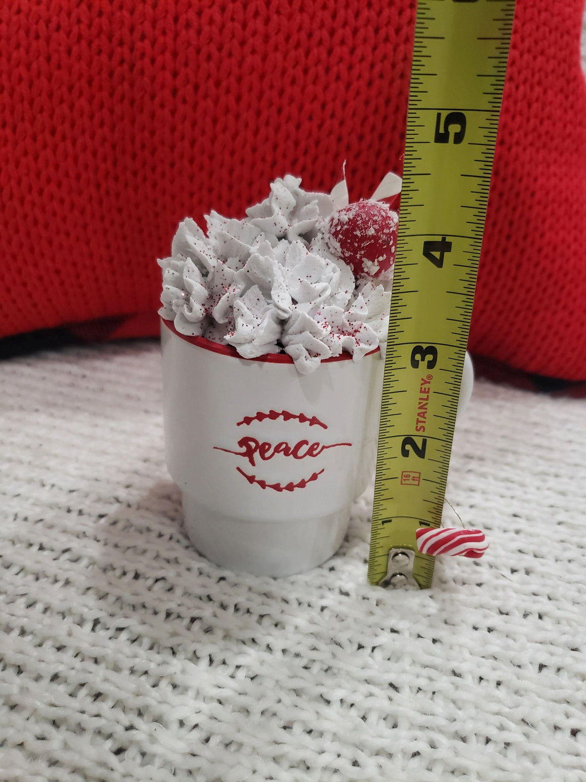 Pip Posh Design Faux Sweet Décor &quot;Peace&quot; Mini Mug and Whipped Topper Holiday Collection