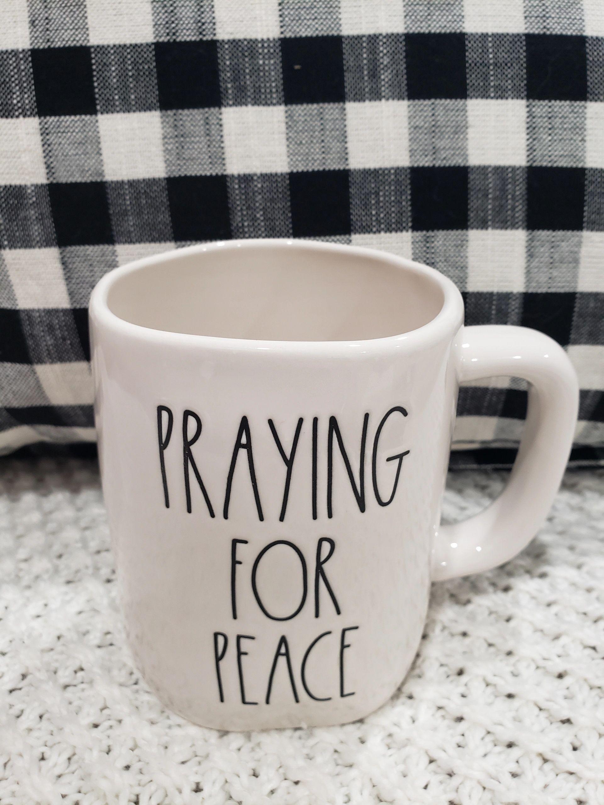 Rae Dunn "Praying For Peace" White Mug Collection