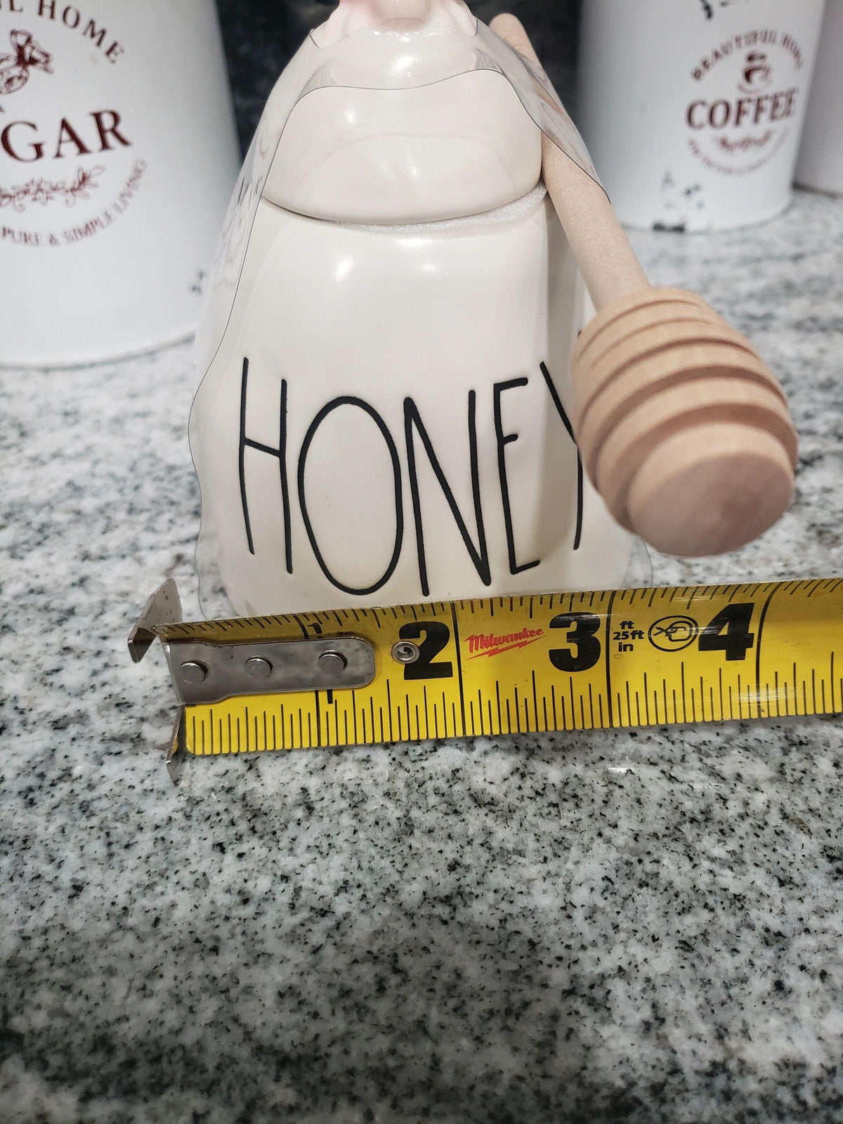 Rae Dunn &quot;Honey&quot; Baby Honey Jar With Pink Bee on Top Jar Collection