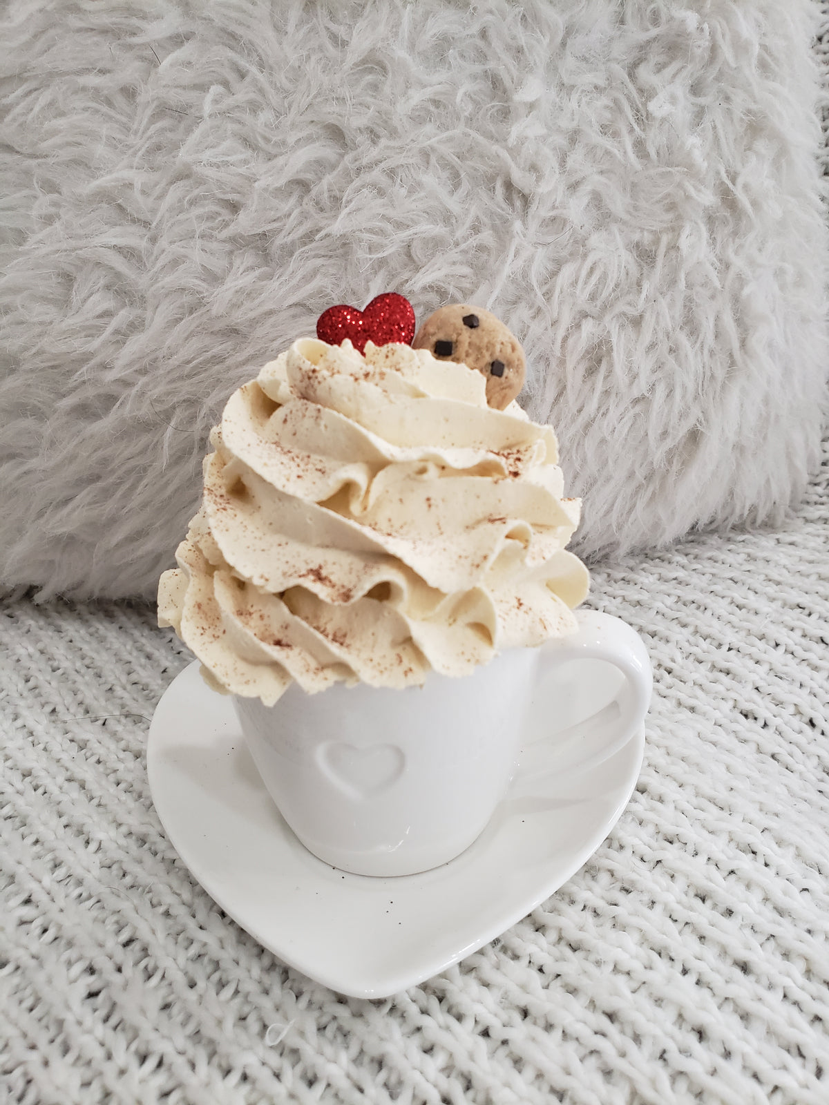 Pip Posh Design&#39;s Faux Sweet Décor Mini White Tea Cup &amp; Whipped Ivory Topper Collection