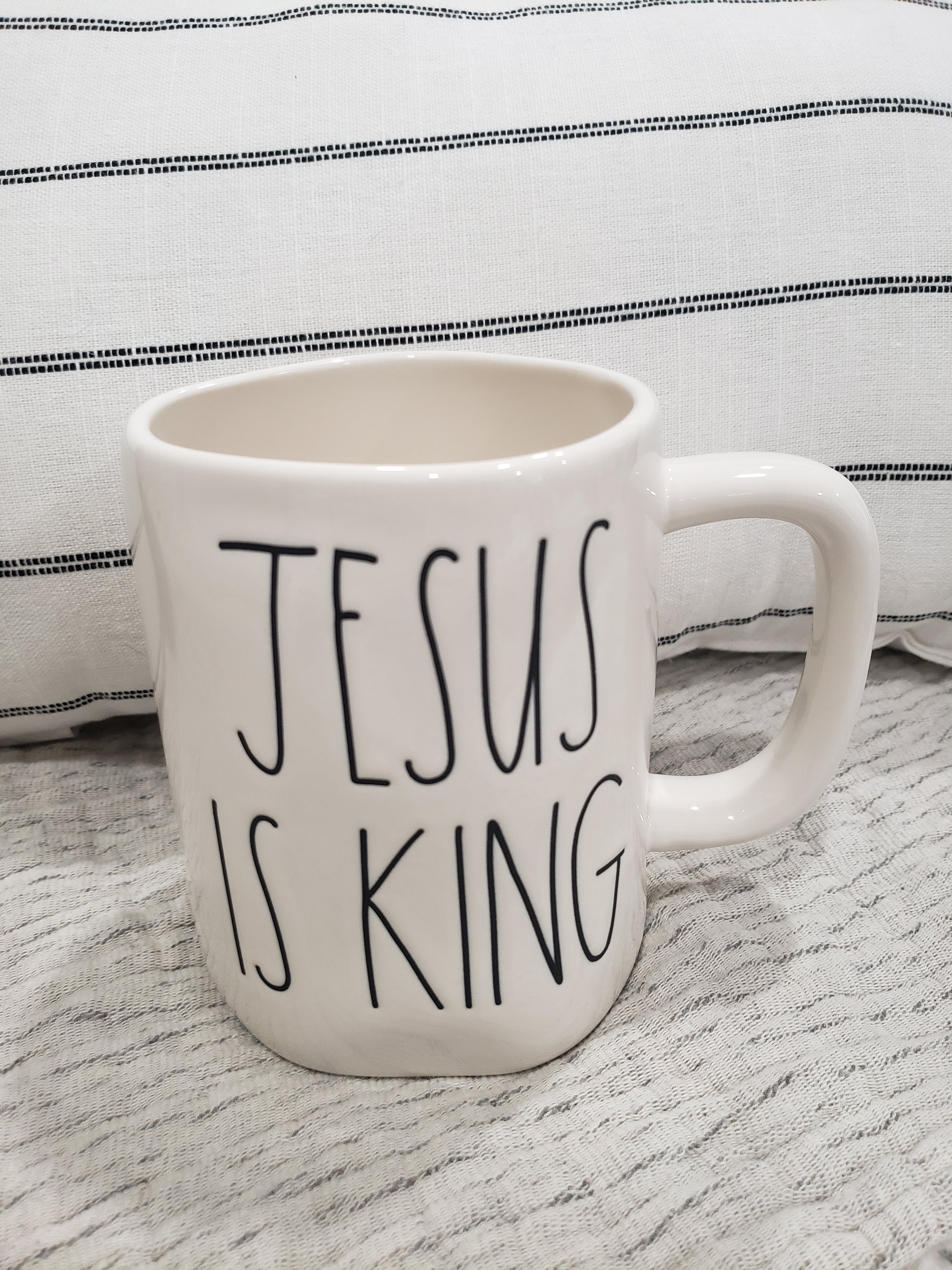 Rae Dunn "Jesus Is King" White Mug Faith Collection
